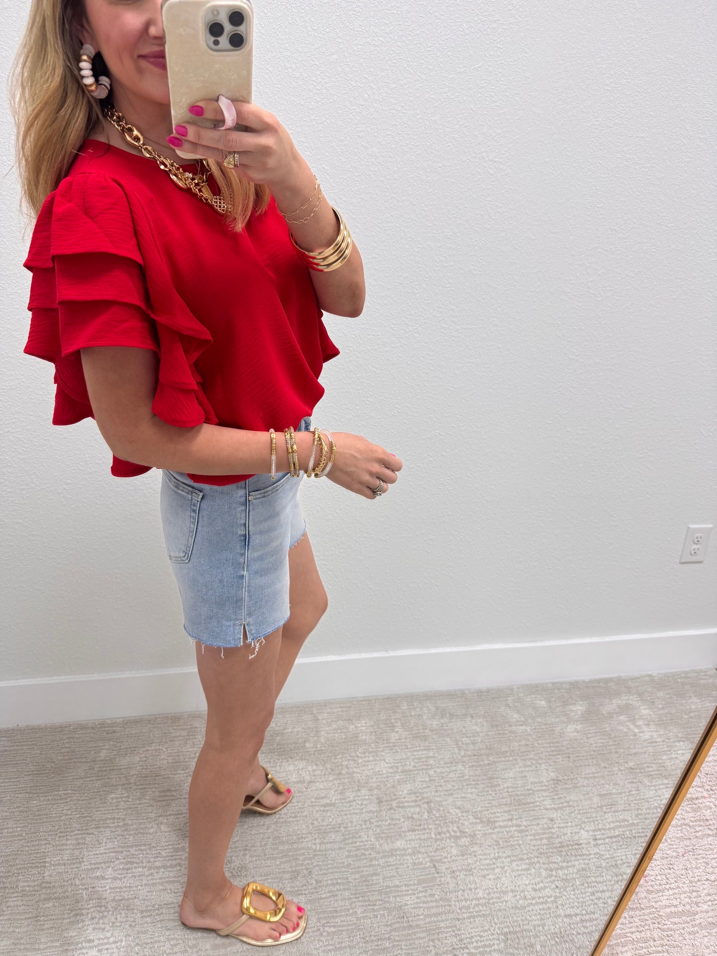 Ruby Triple Ruffle Sleeve Top