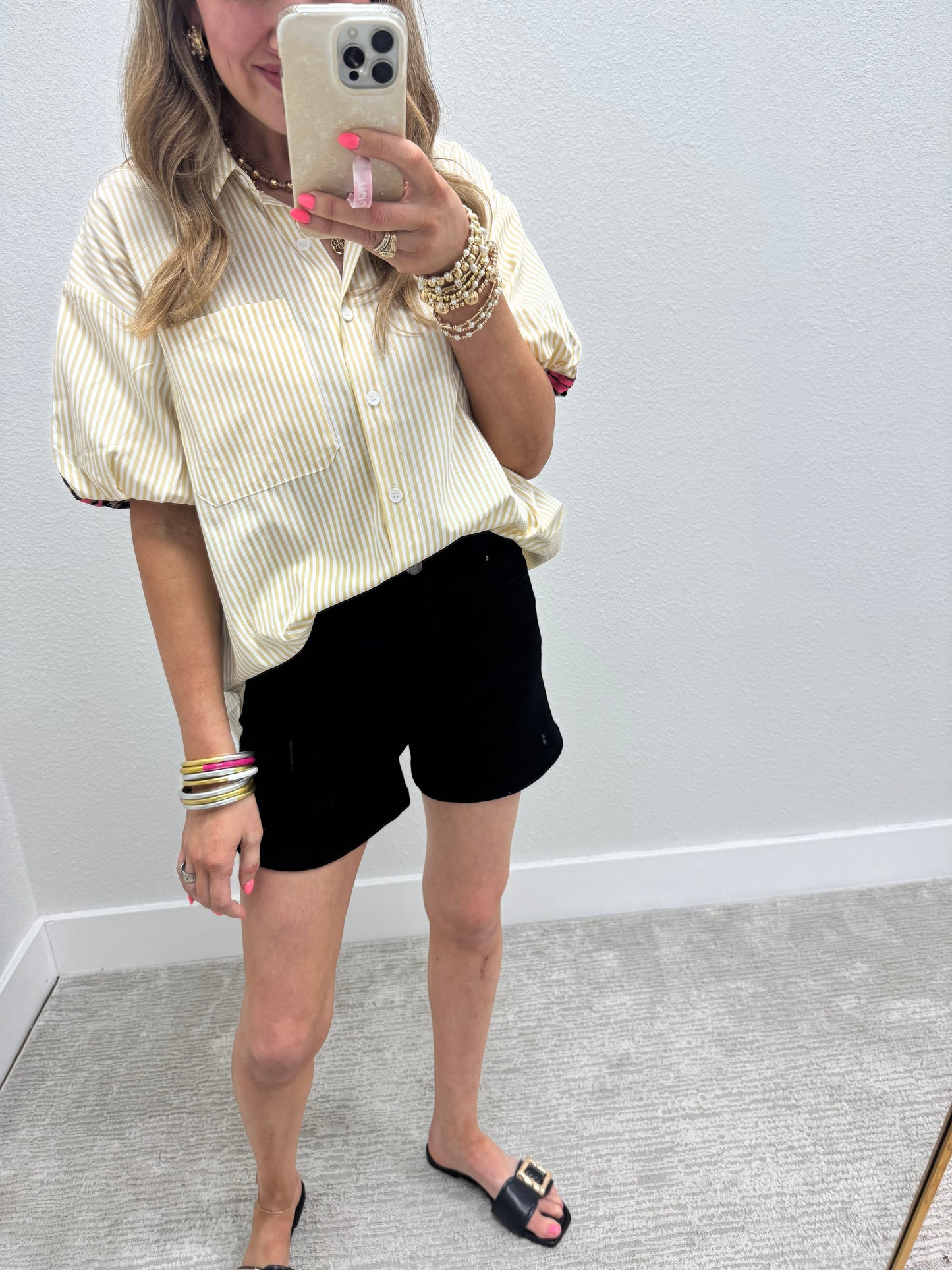 Tan and White Stripe Top With Leopard Back