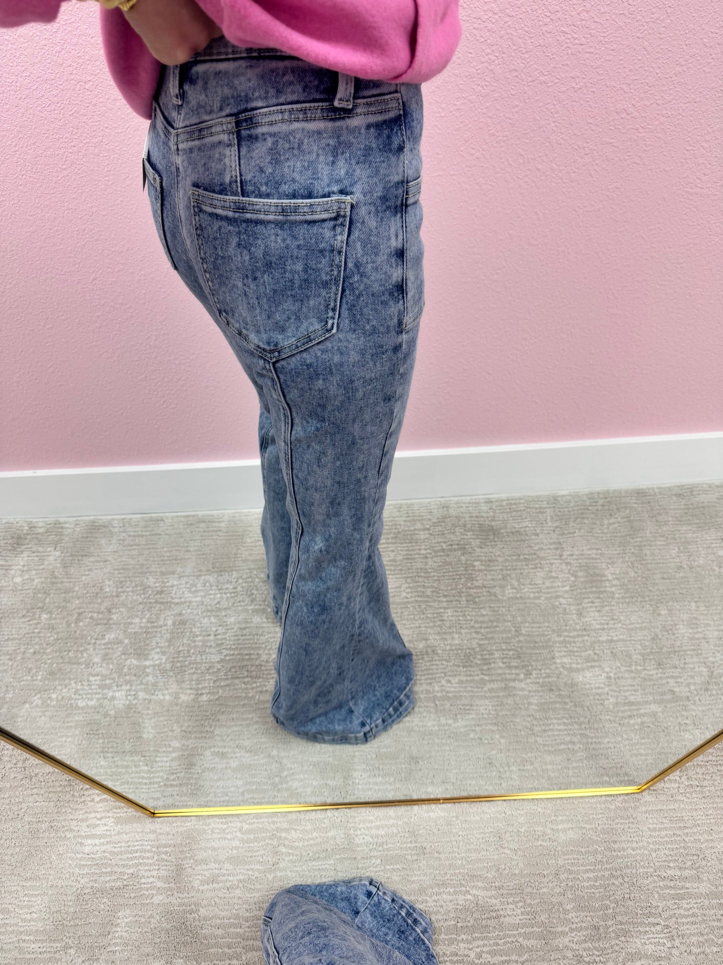 High Rise Mineral Wash Front Seam Bootcut Jeans FS