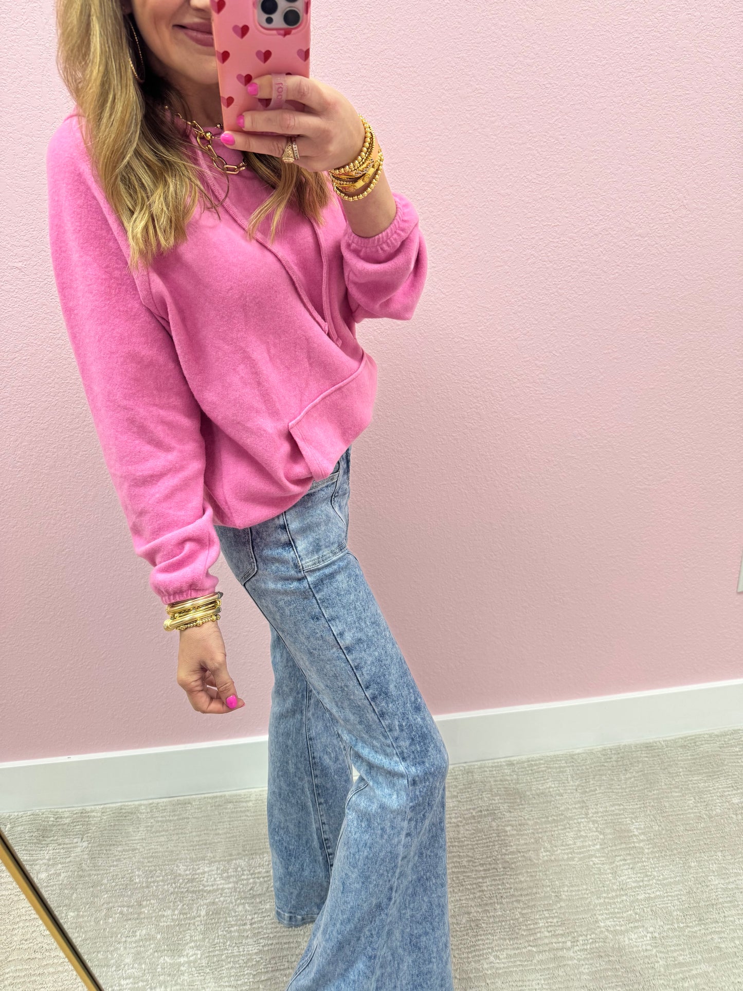 High Rise Mineral Wash Front Seam Bootcut Jeans FS