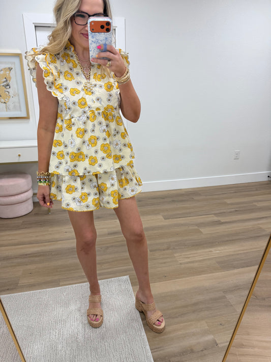 Banana Mix Two Piece Short Set