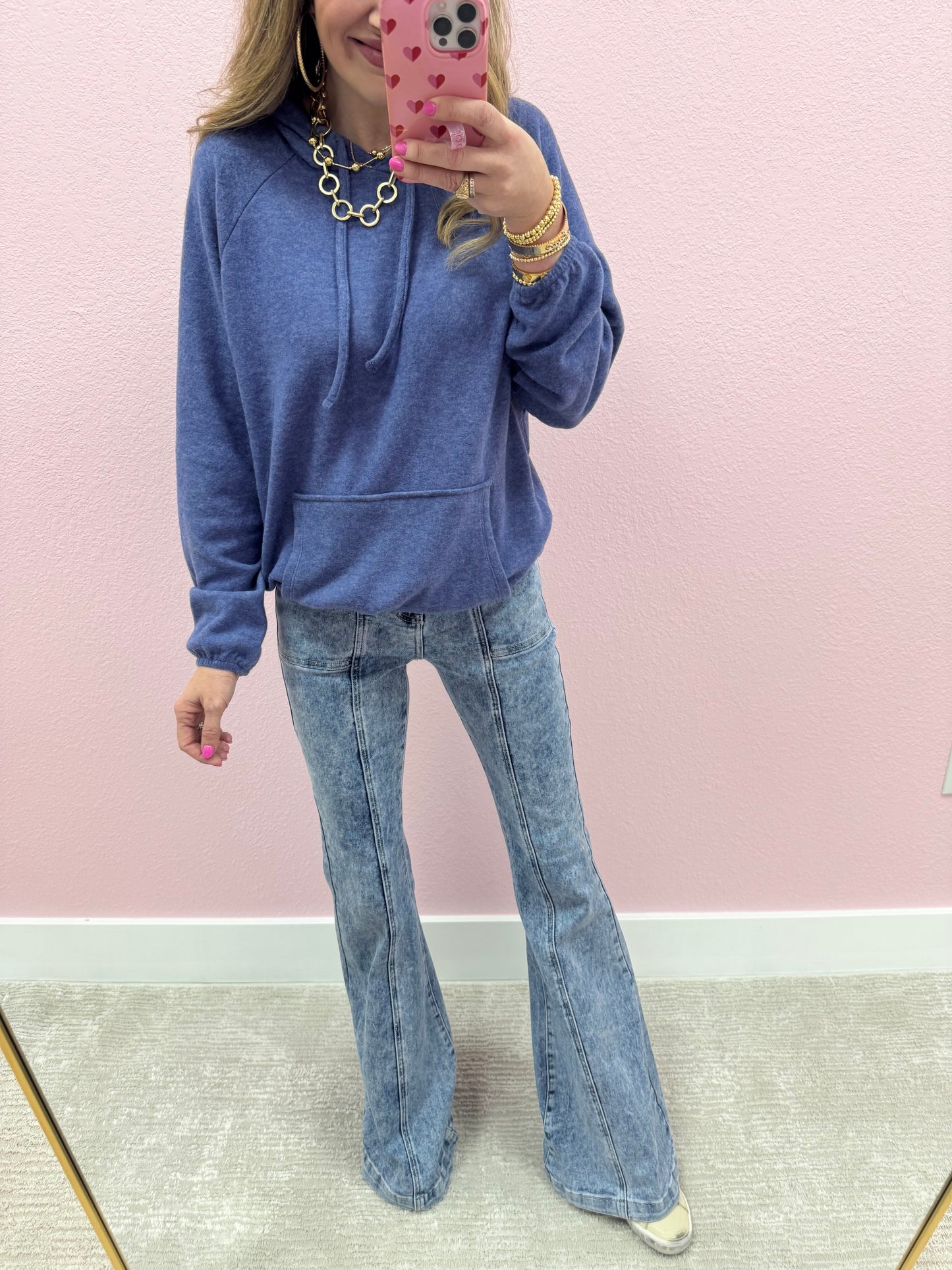 High Rise Mineral Wash Front Seam Bootcut Jeans FS