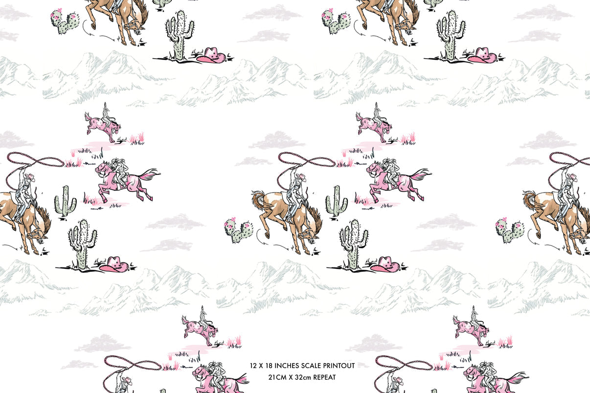 Heather Welper Pink and White Lasso Lady Western PJ Ruffle Short Set