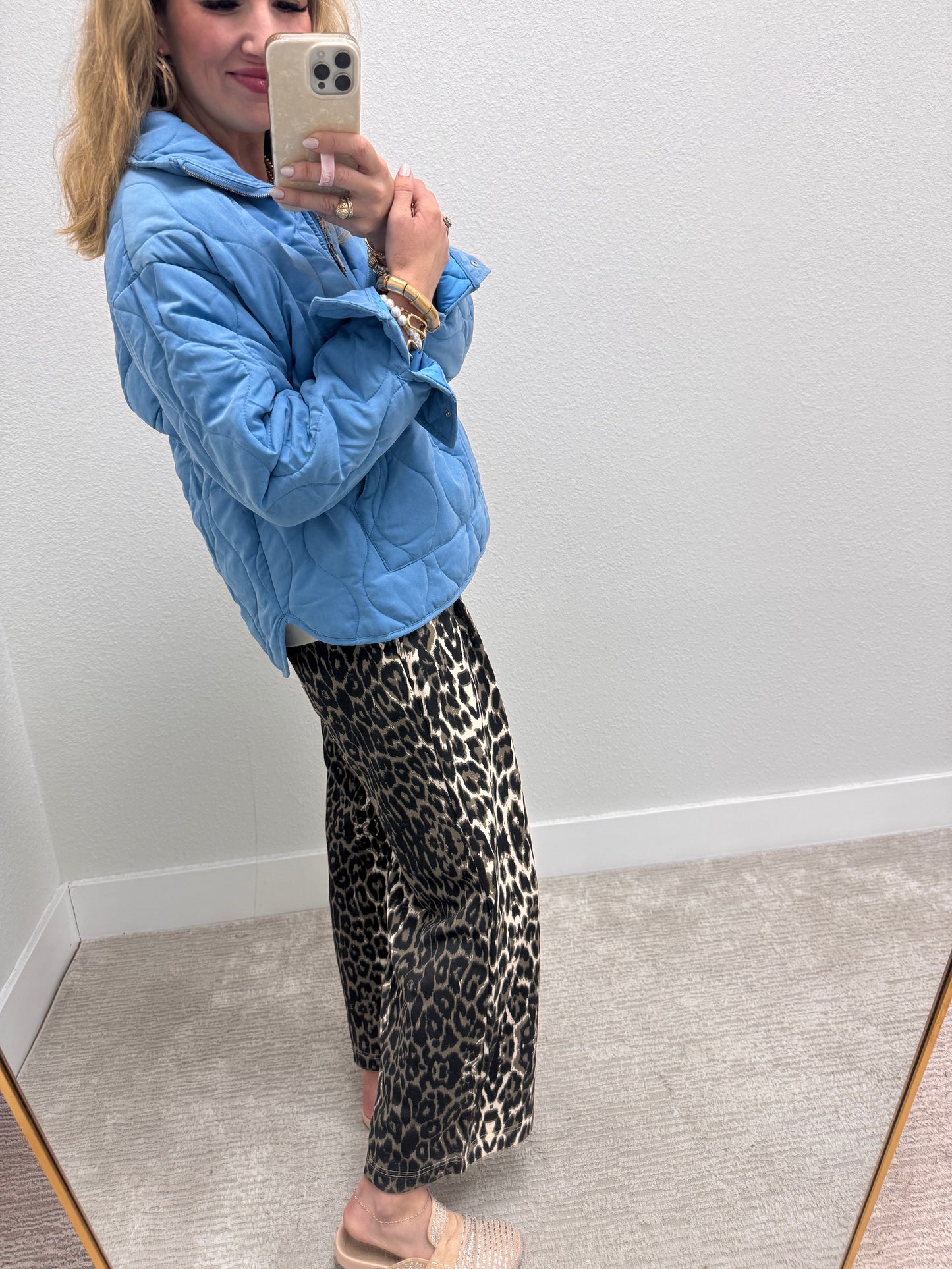 Ocean Blue Half Zip High Neck Pullover