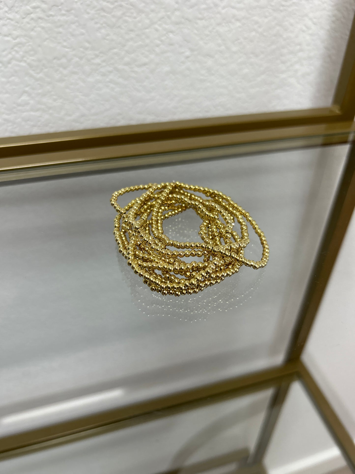 Stretchy Bead Bracelet Set (Silver and Gold)