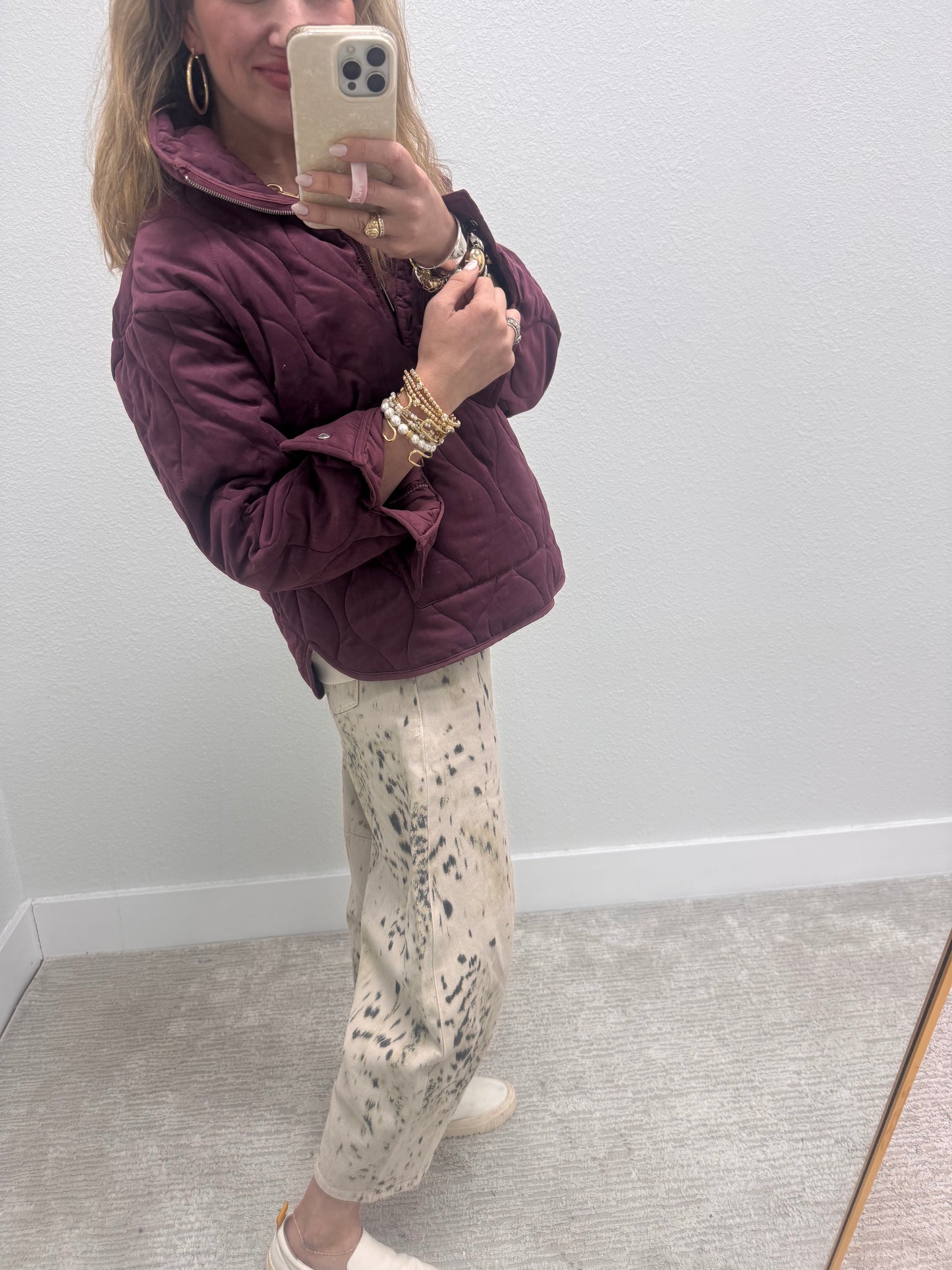 Dark Cherry Half Zip High Neck Pullover