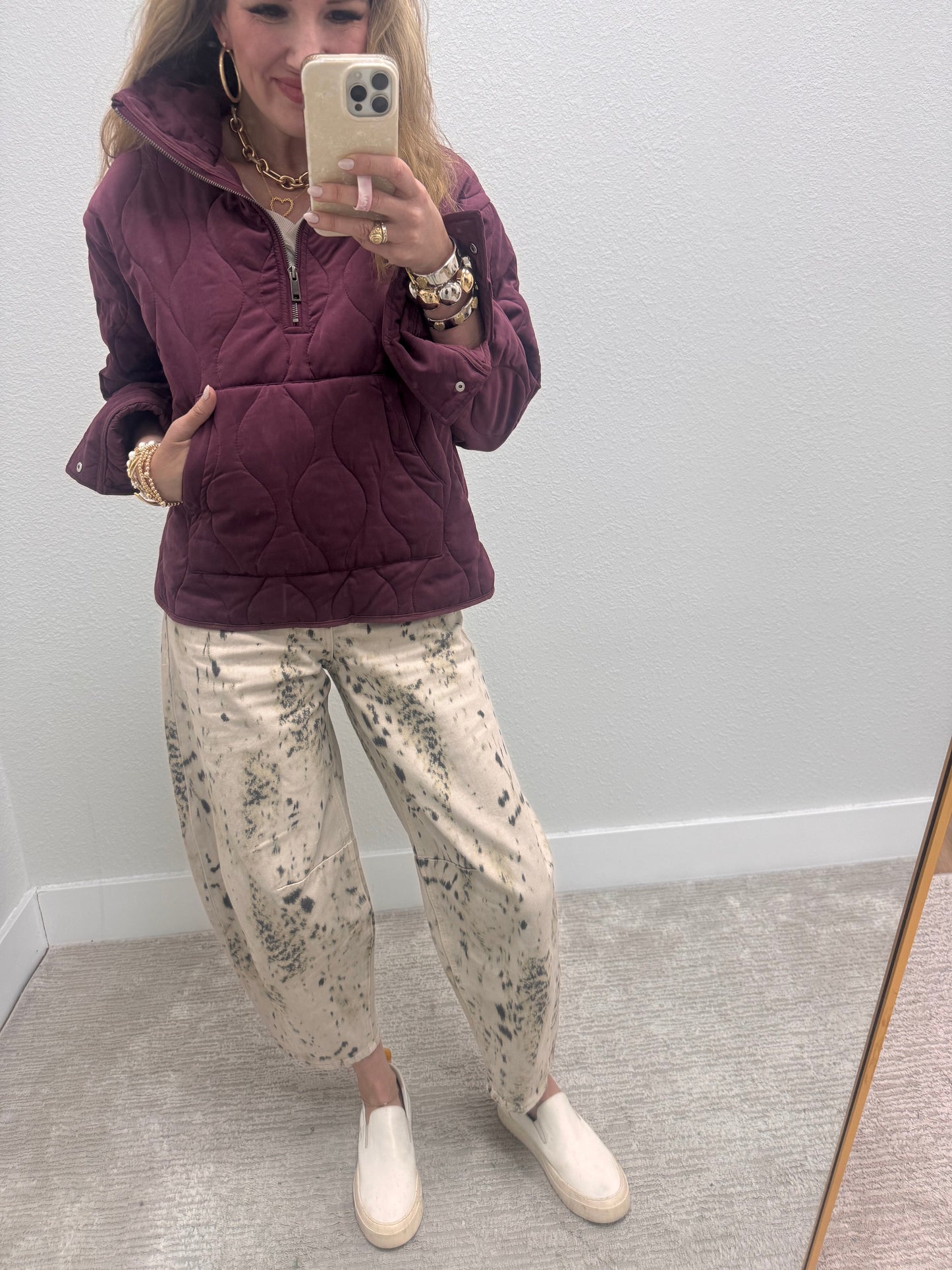 Dark Cherry Half Zip High Neck Pullover