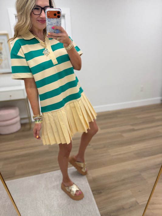 Jade/Cream Striped Dress