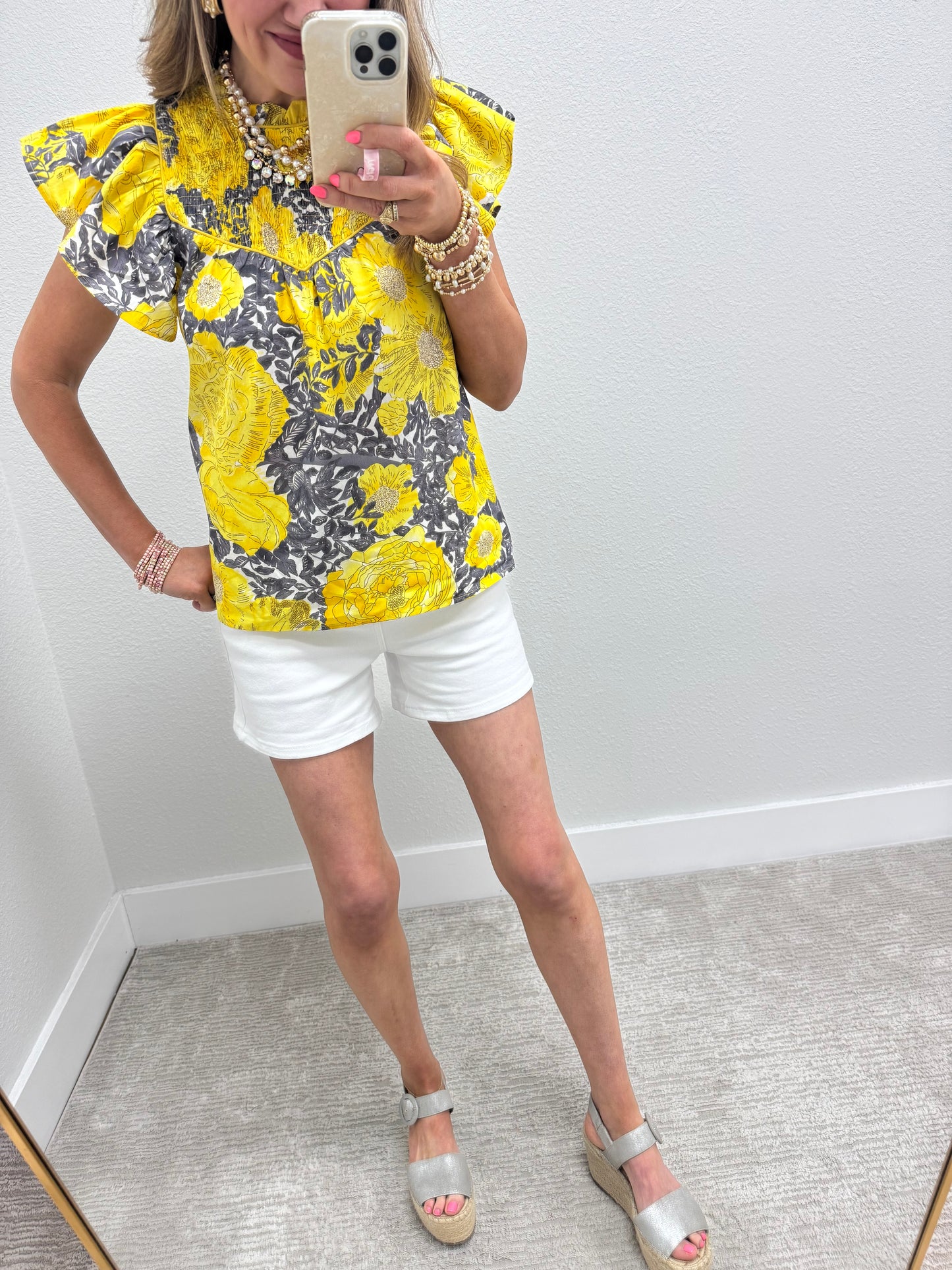 Risen White Tummy Control High Rise Cuffed Shorts