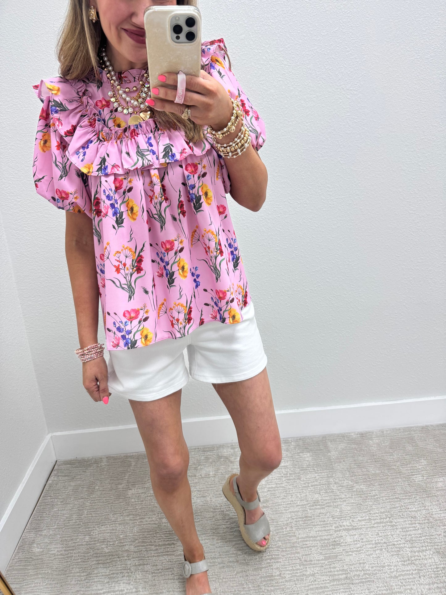 Risen White Tummy Control High Rise Cuffed Shorts