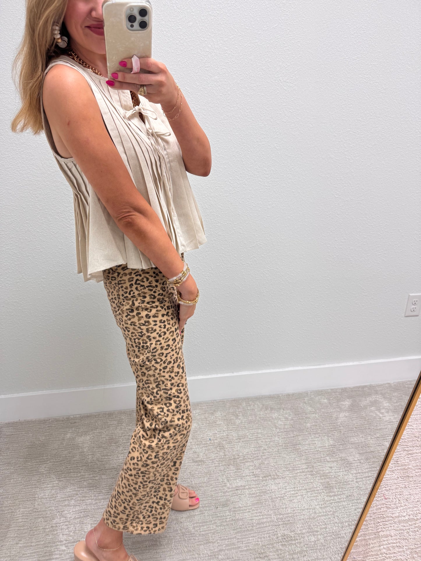 Cream Pleated Top