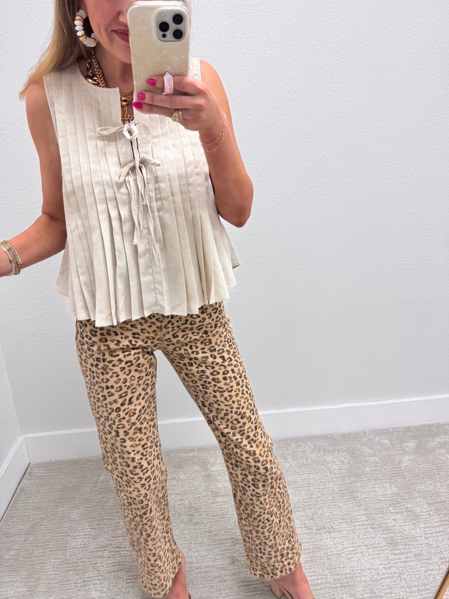 Cream Pleated Top