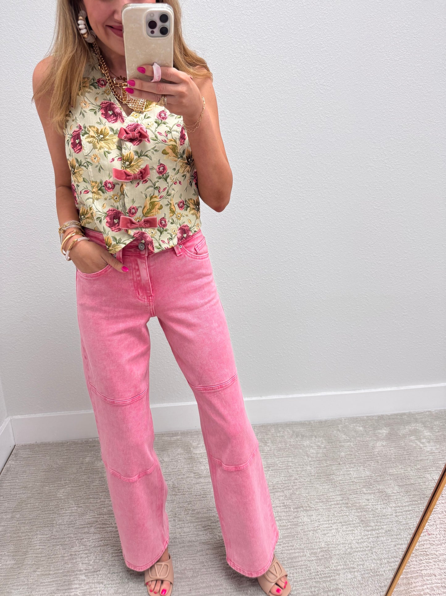 Floral Bow Front Vest