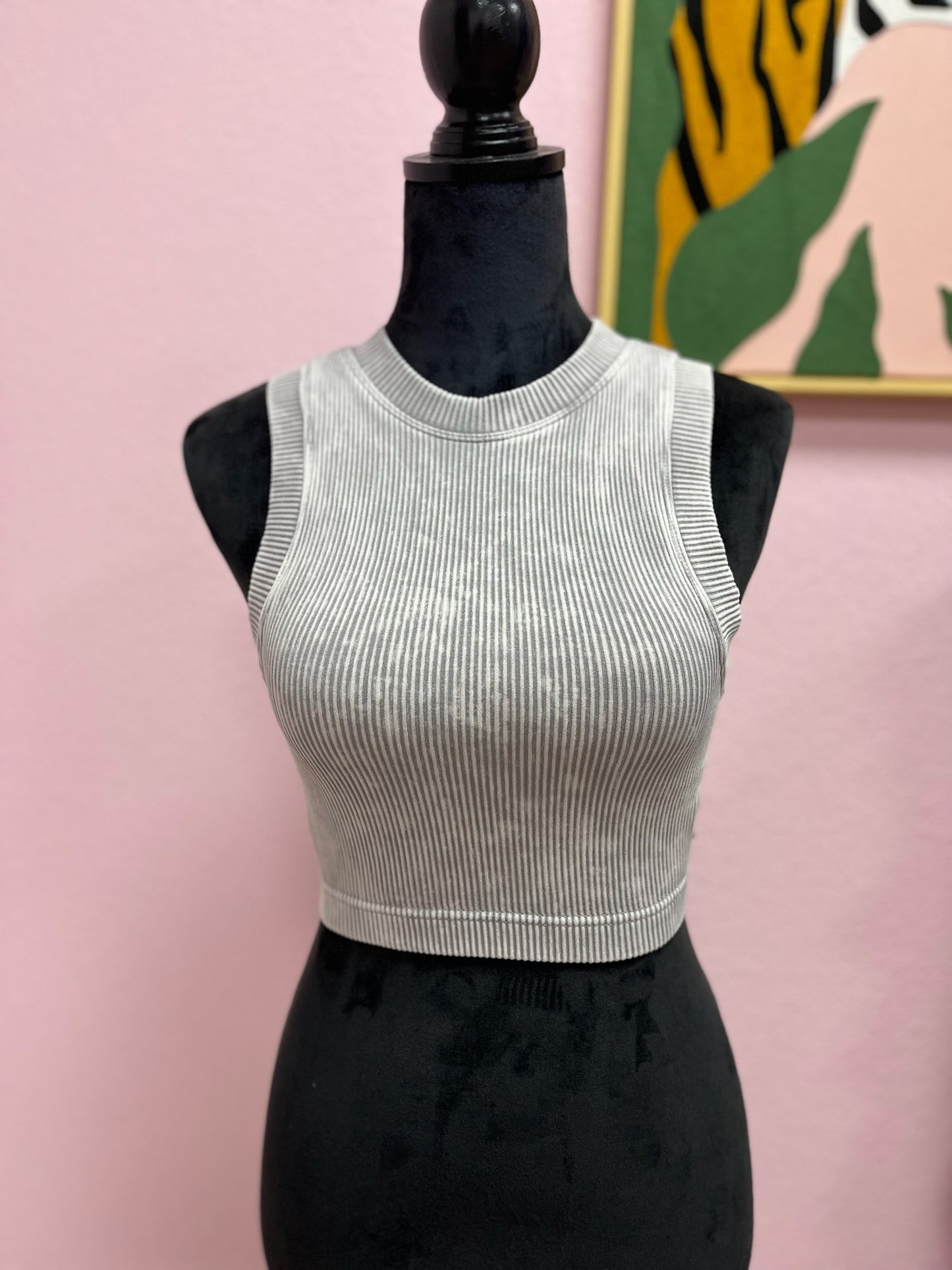 Sleet Seamless Ribbed Crop Tank With Built In Bra
