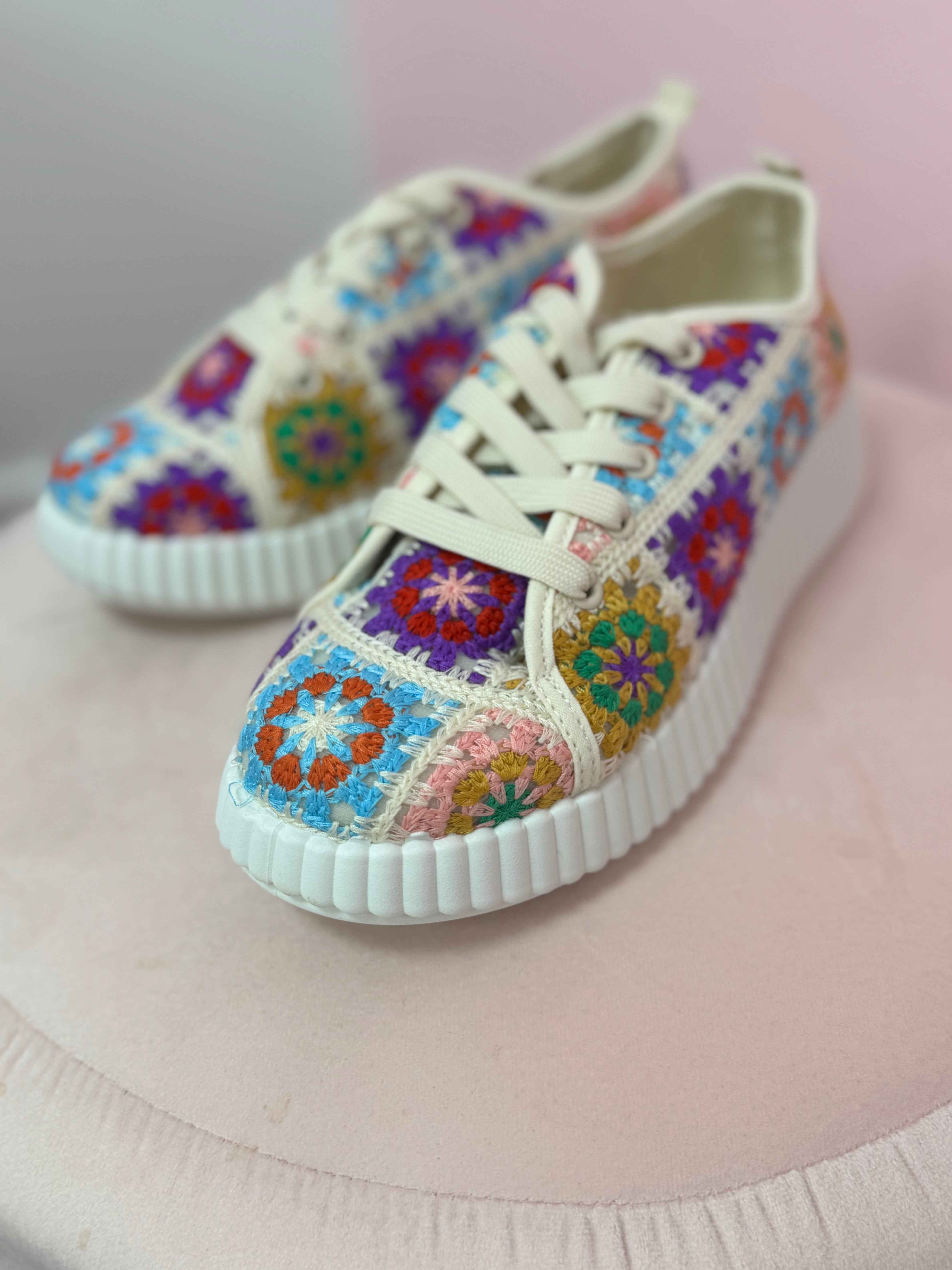 Cream Crochet Sneakers