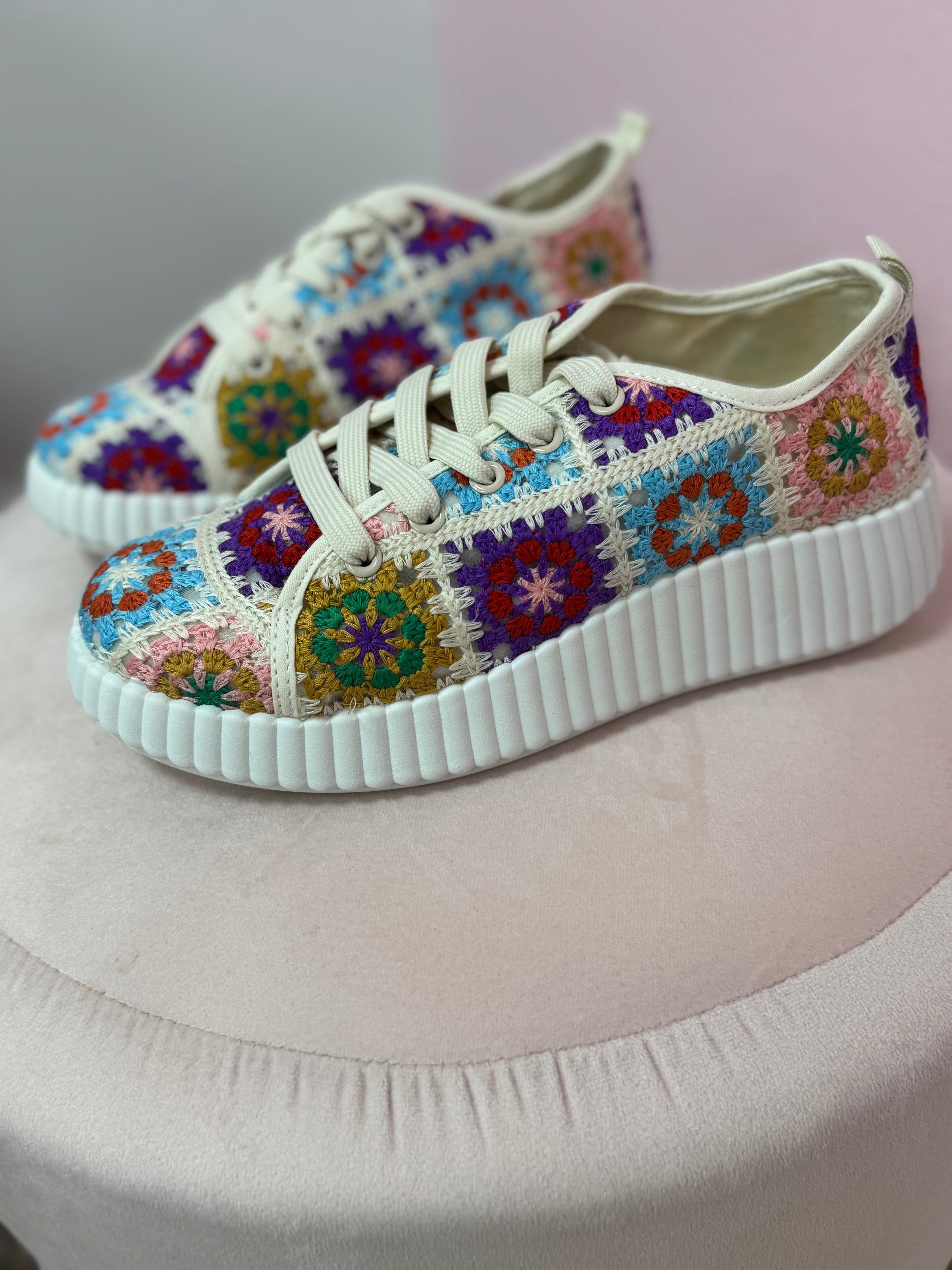 Cream Crochet Sneakers