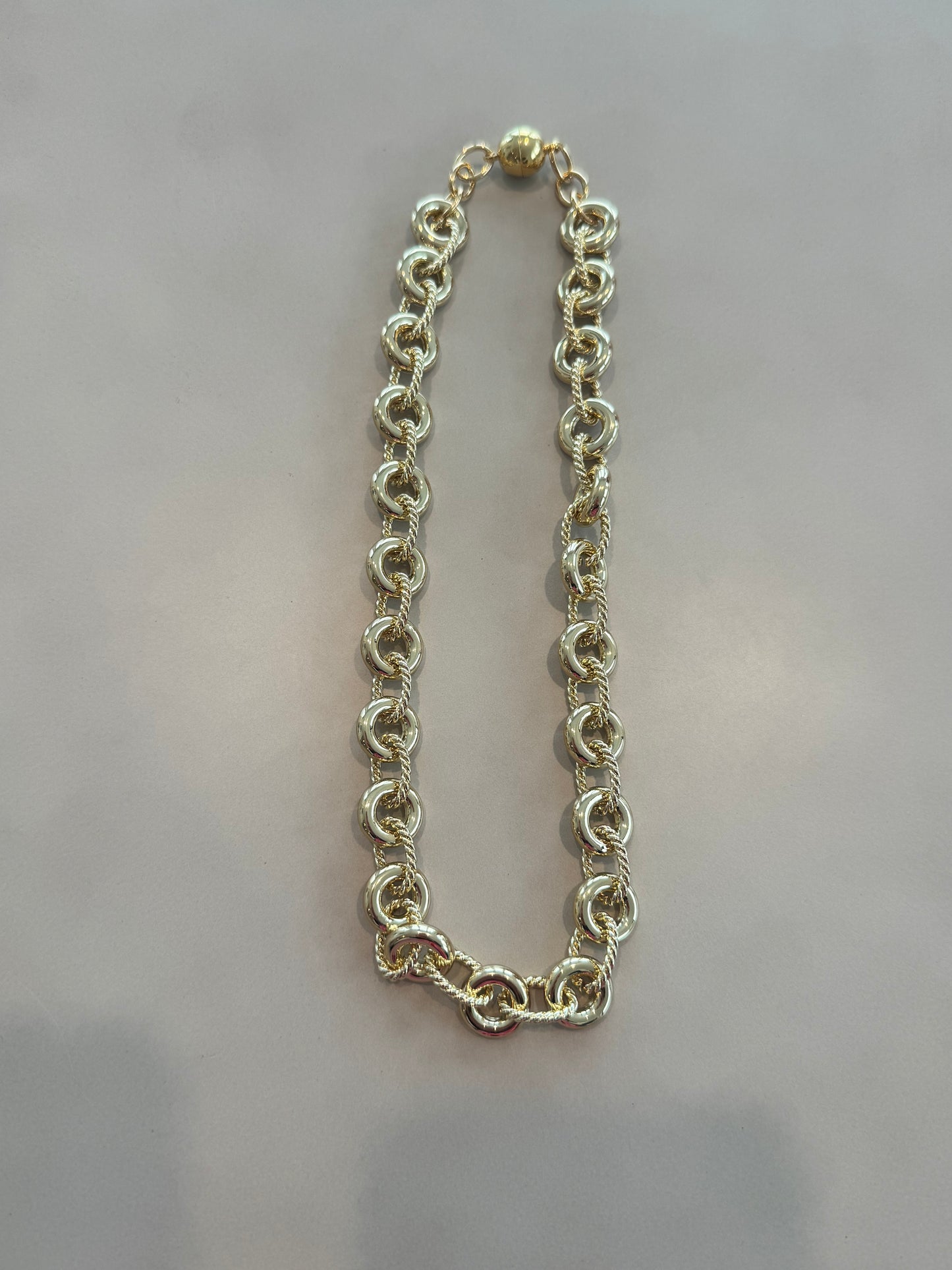 Gold Round Circle Magnetic Necklace