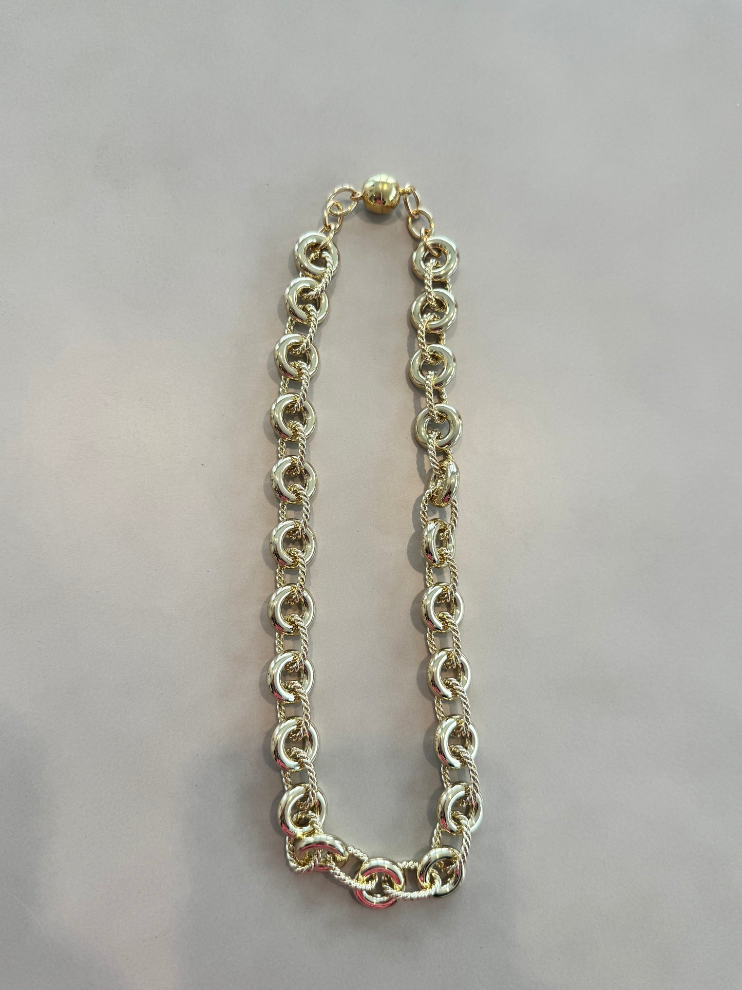 Gold Round Circle Magnetic Necklace
