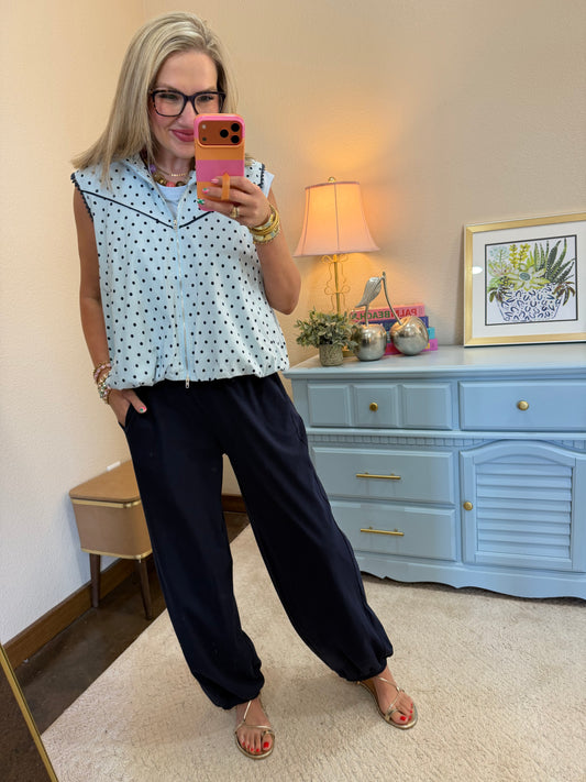 Polka Dot Two Piece Bubble Pant Set