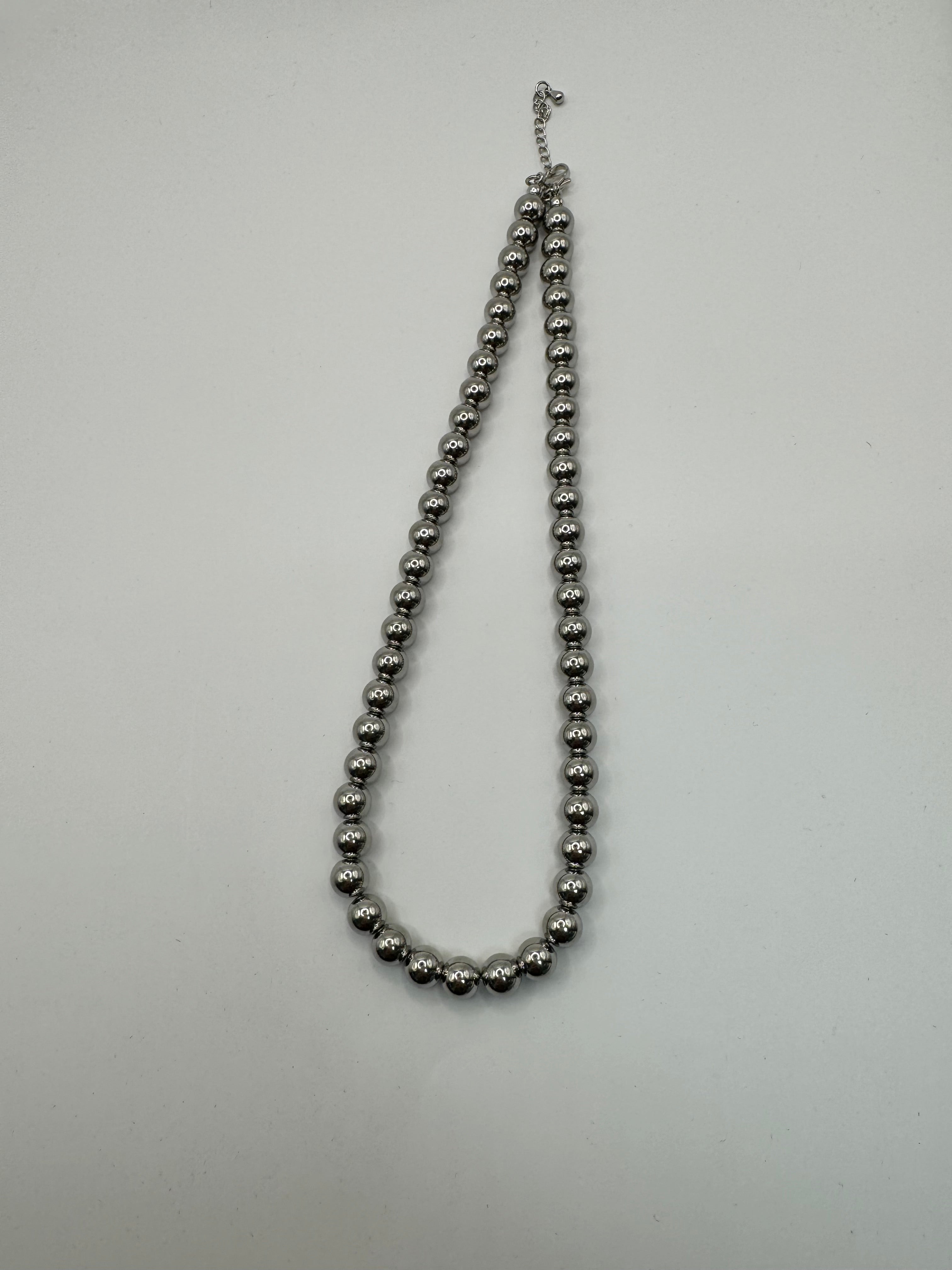 8mm bead necklace (silver and gold!)