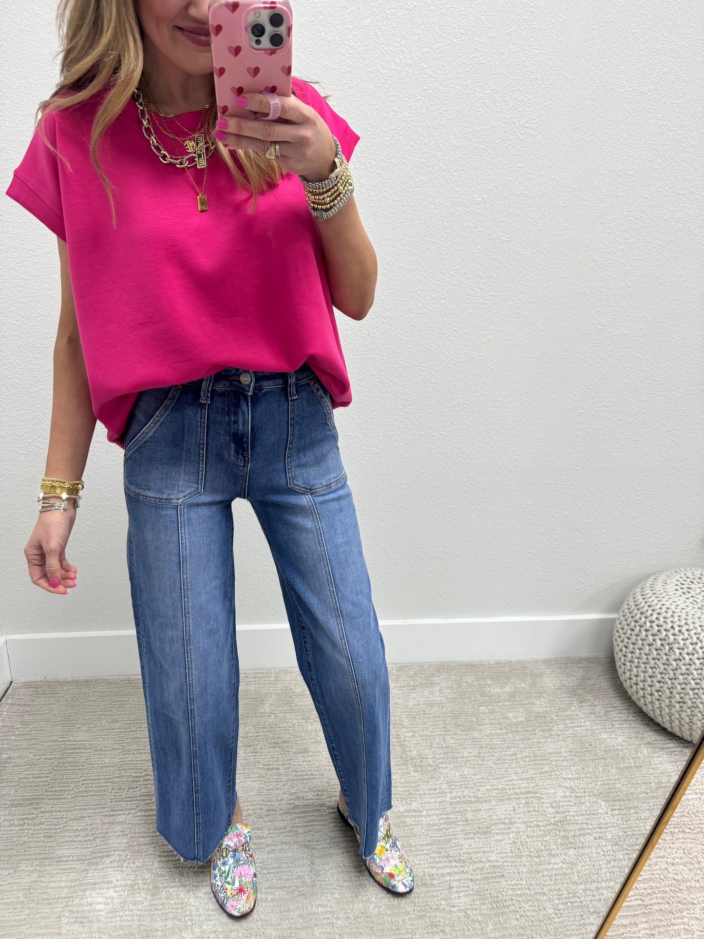 High Rise Relaxed Front Seam Crop Jeans