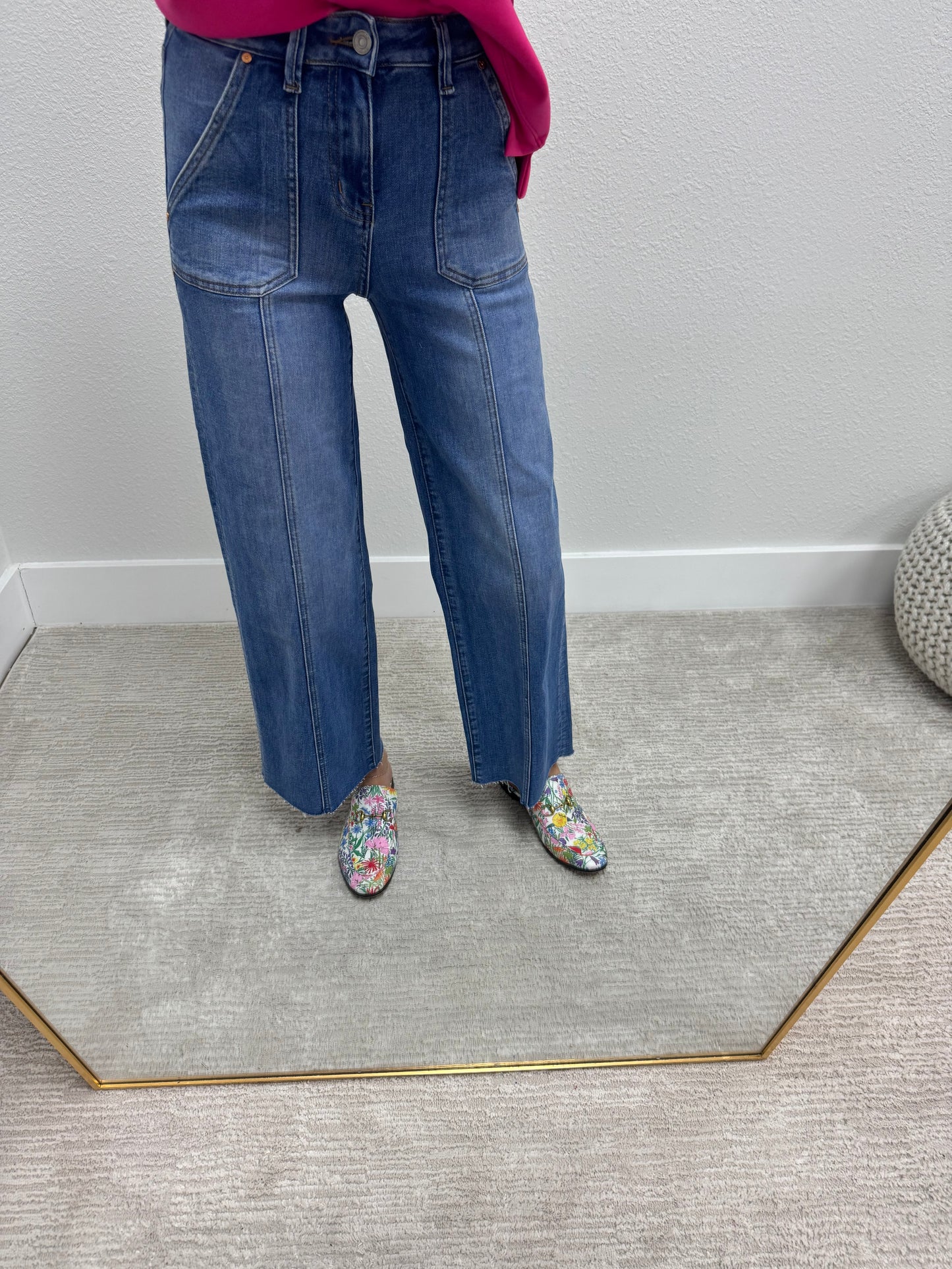 High Rise Relaxed Front Seam Crop Jeans