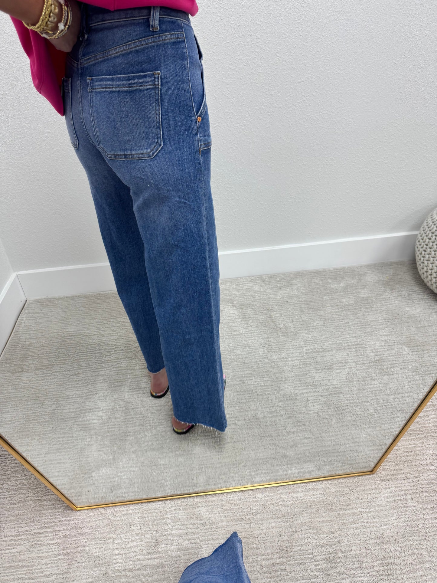 High Rise Relaxed Front Seam Crop Jeans