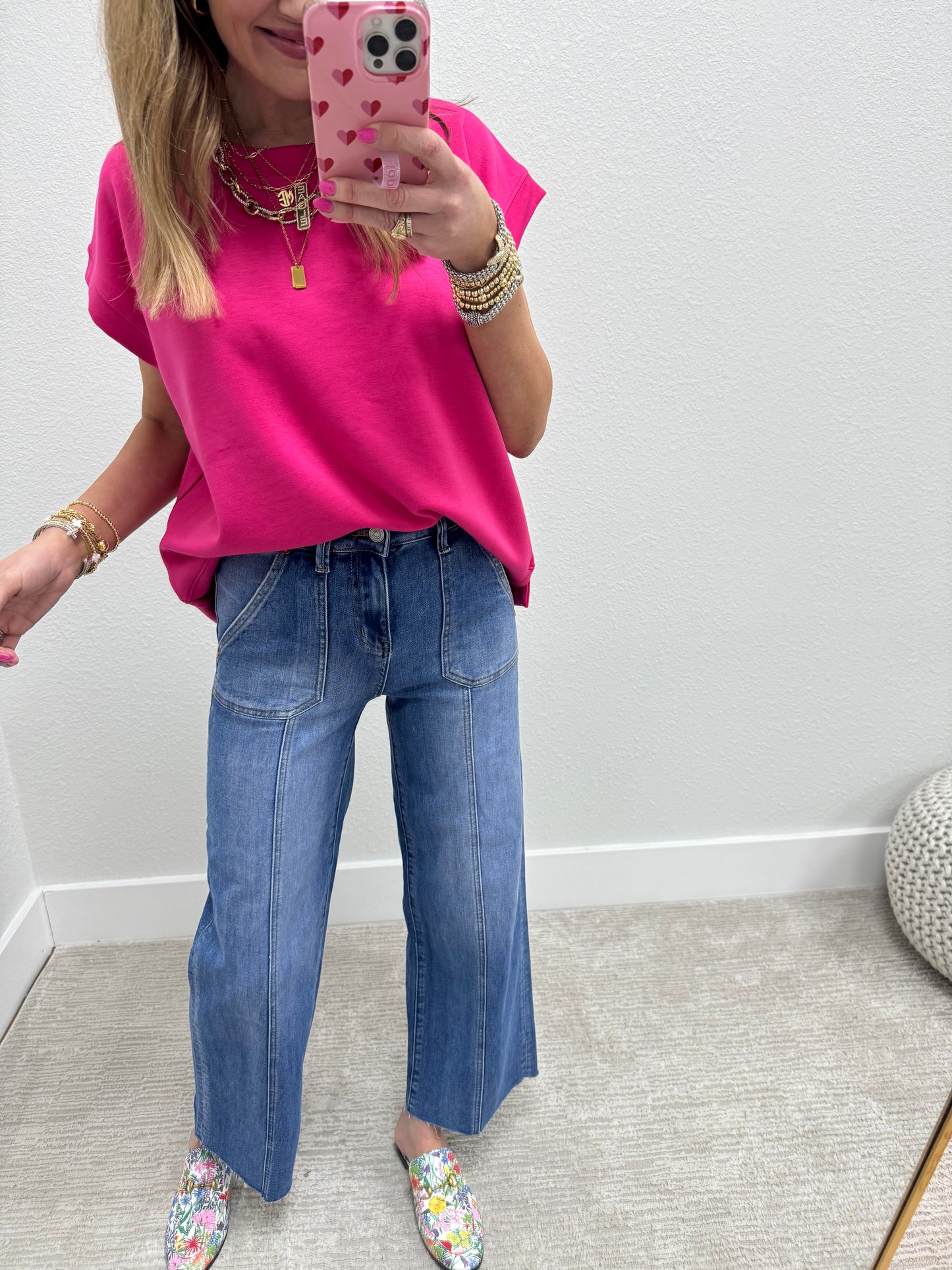 High Rise Relaxed Front Seam Crop Jeans