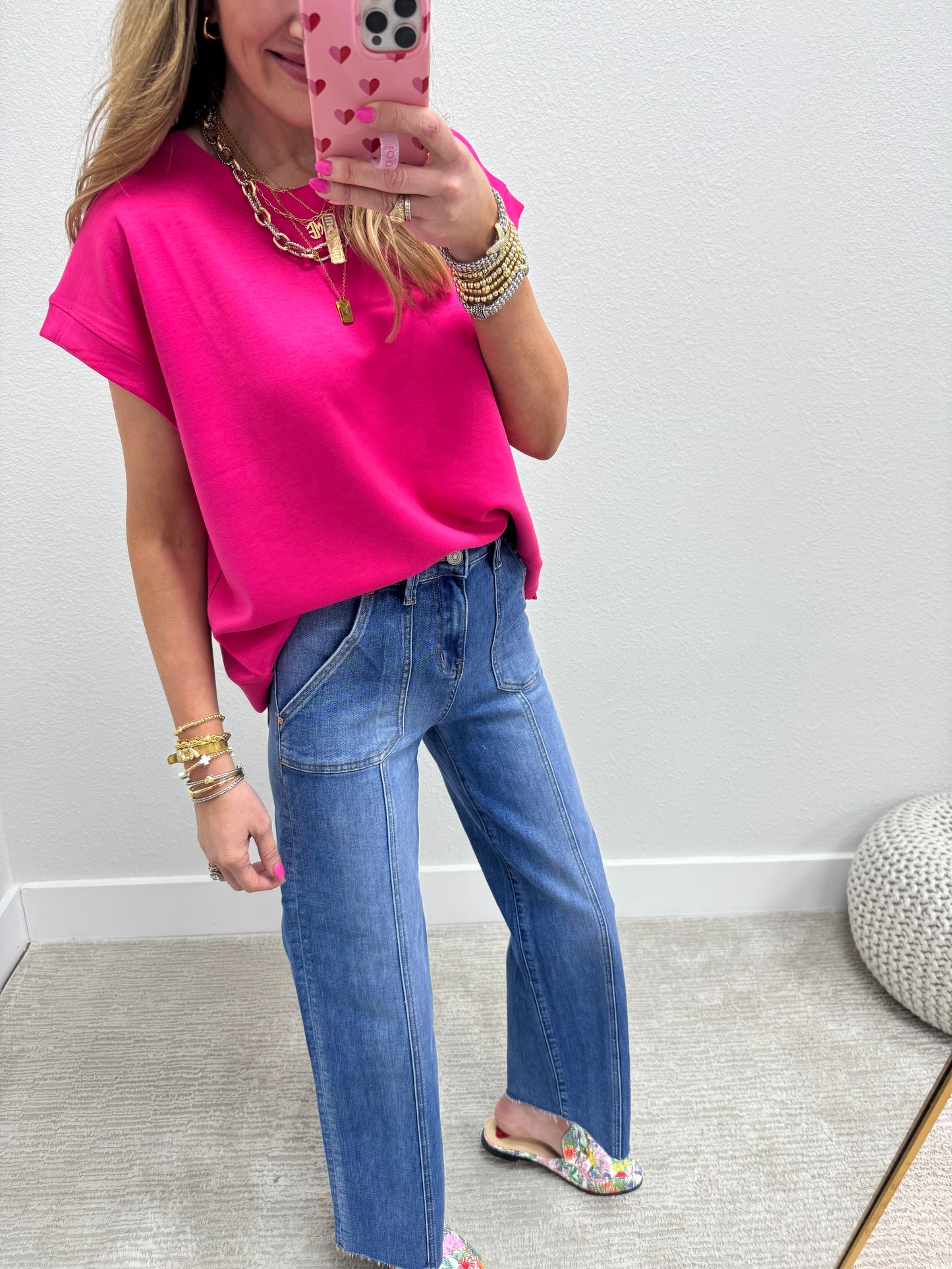 High Rise Relaxed Front Seam Crop Jeans