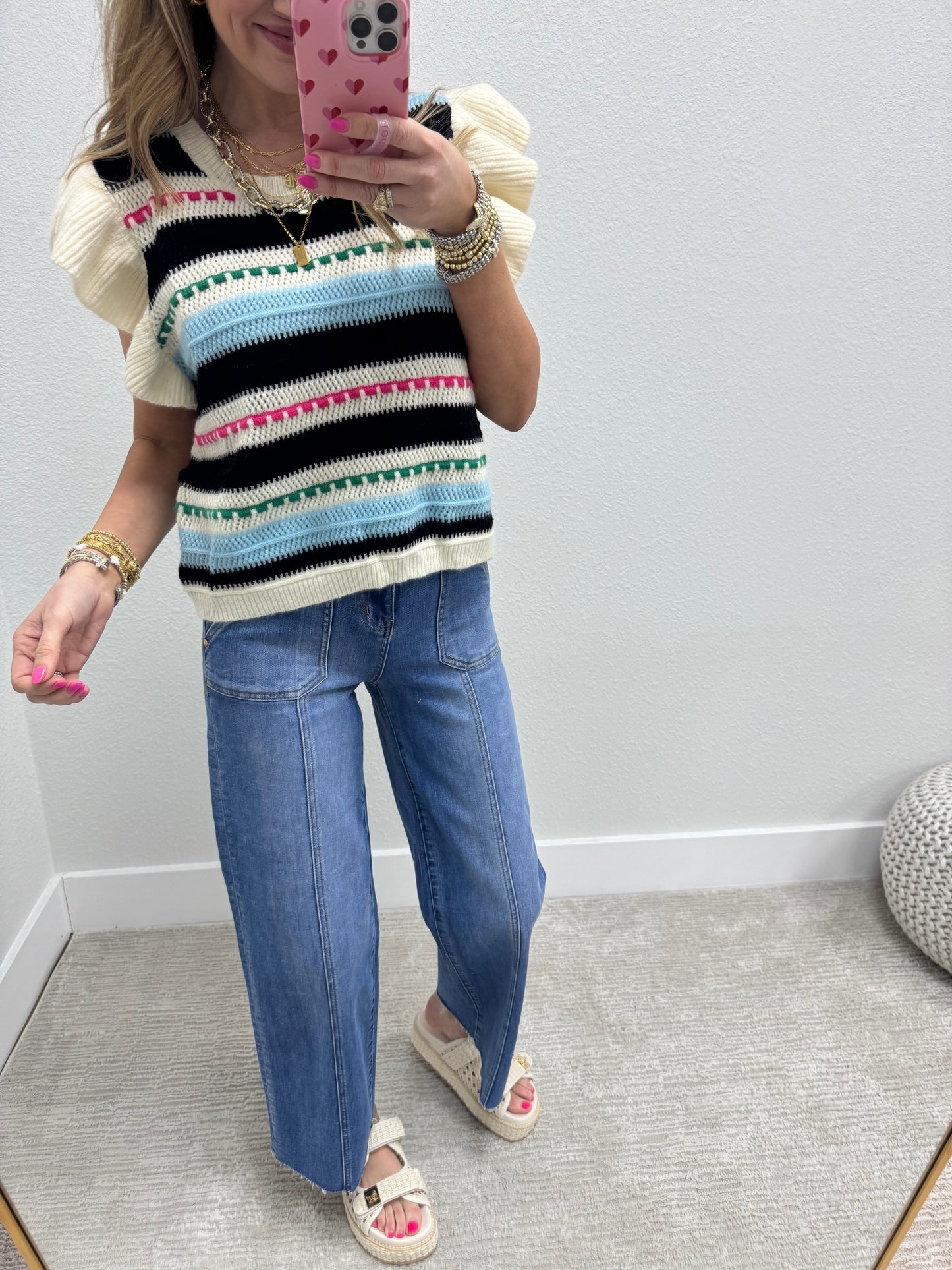High Rise Relaxed Front Seam Crop Jeans