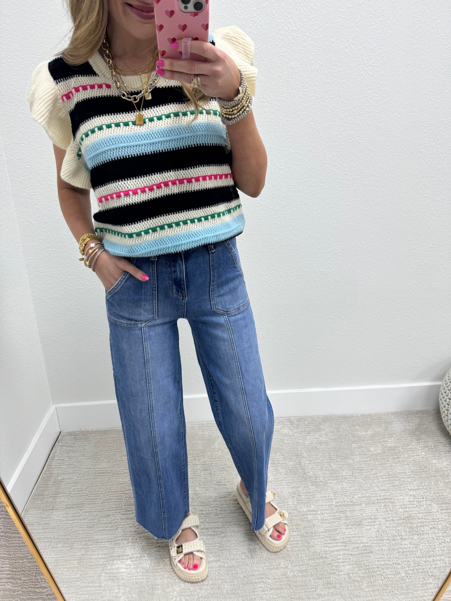 High Rise Relaxed Front Seam Crop Jeans FS