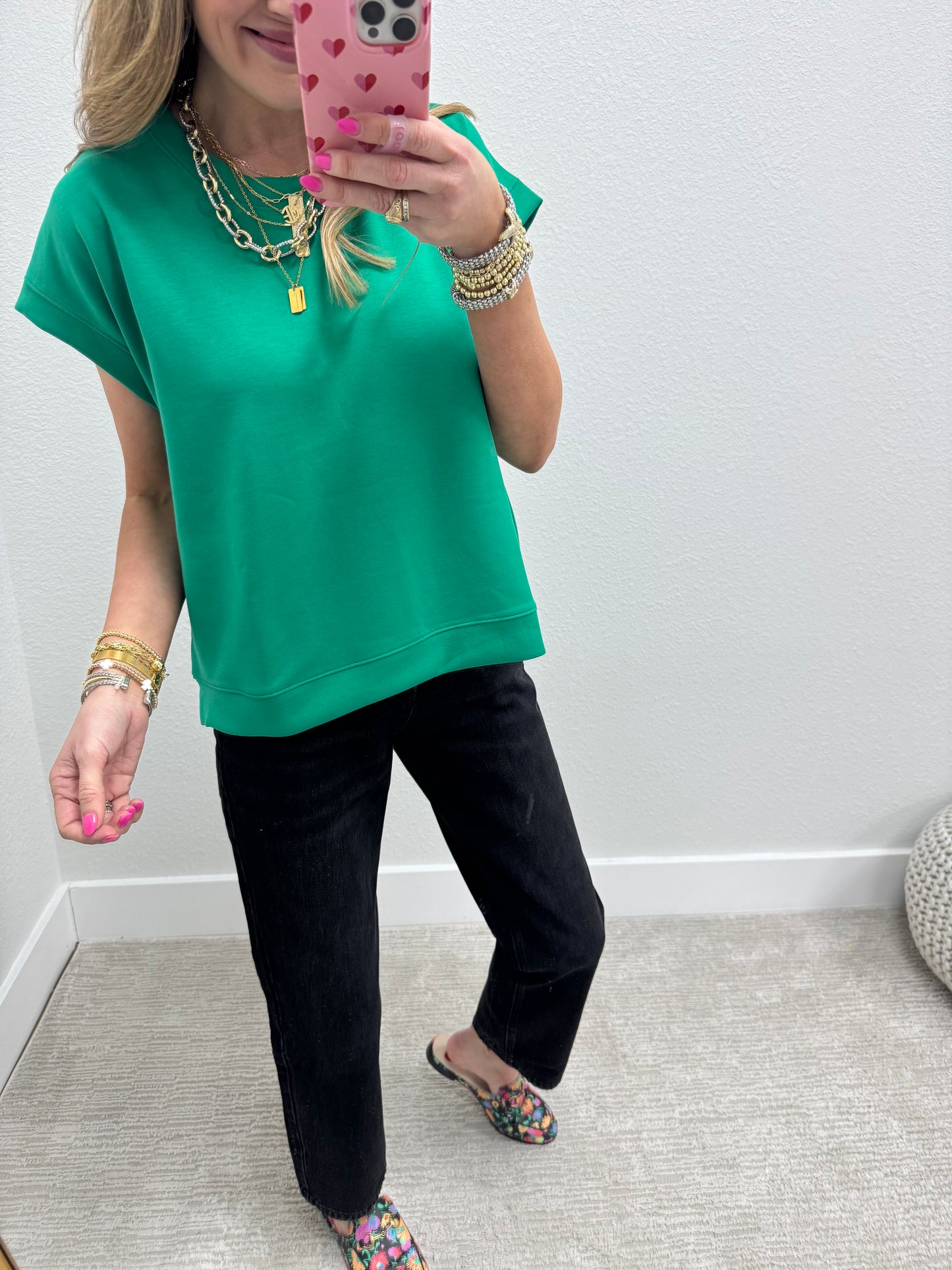 Kelly Green Scuba Short Sleeve Cap Sleeve
