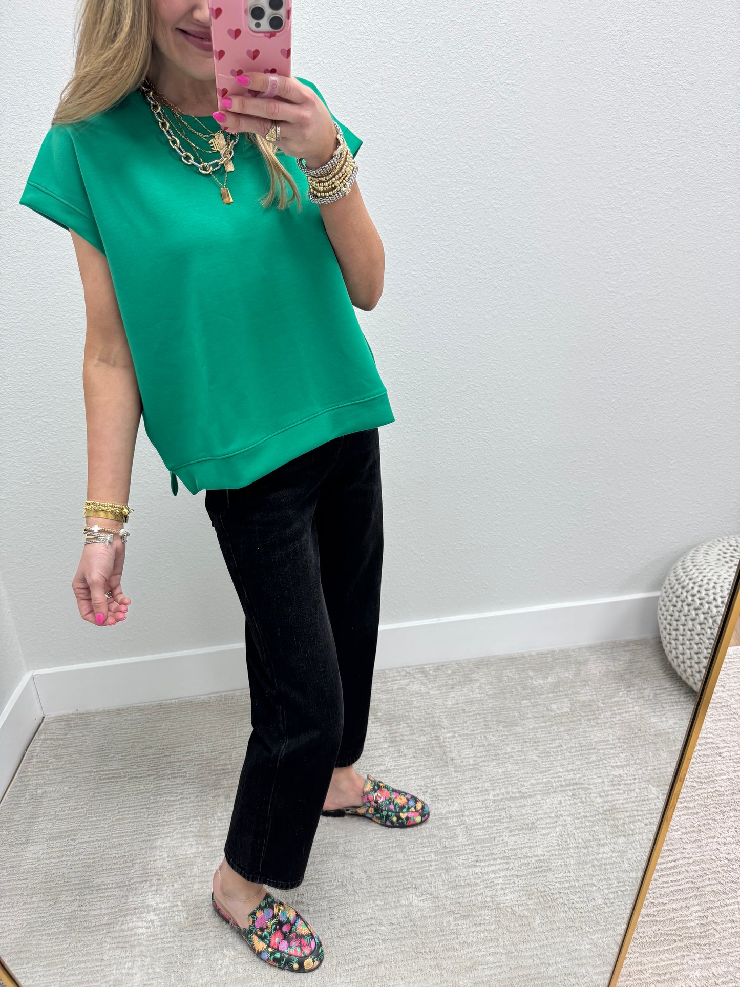 Kelly Green Scuba Short Sleeve Cap Sleeve