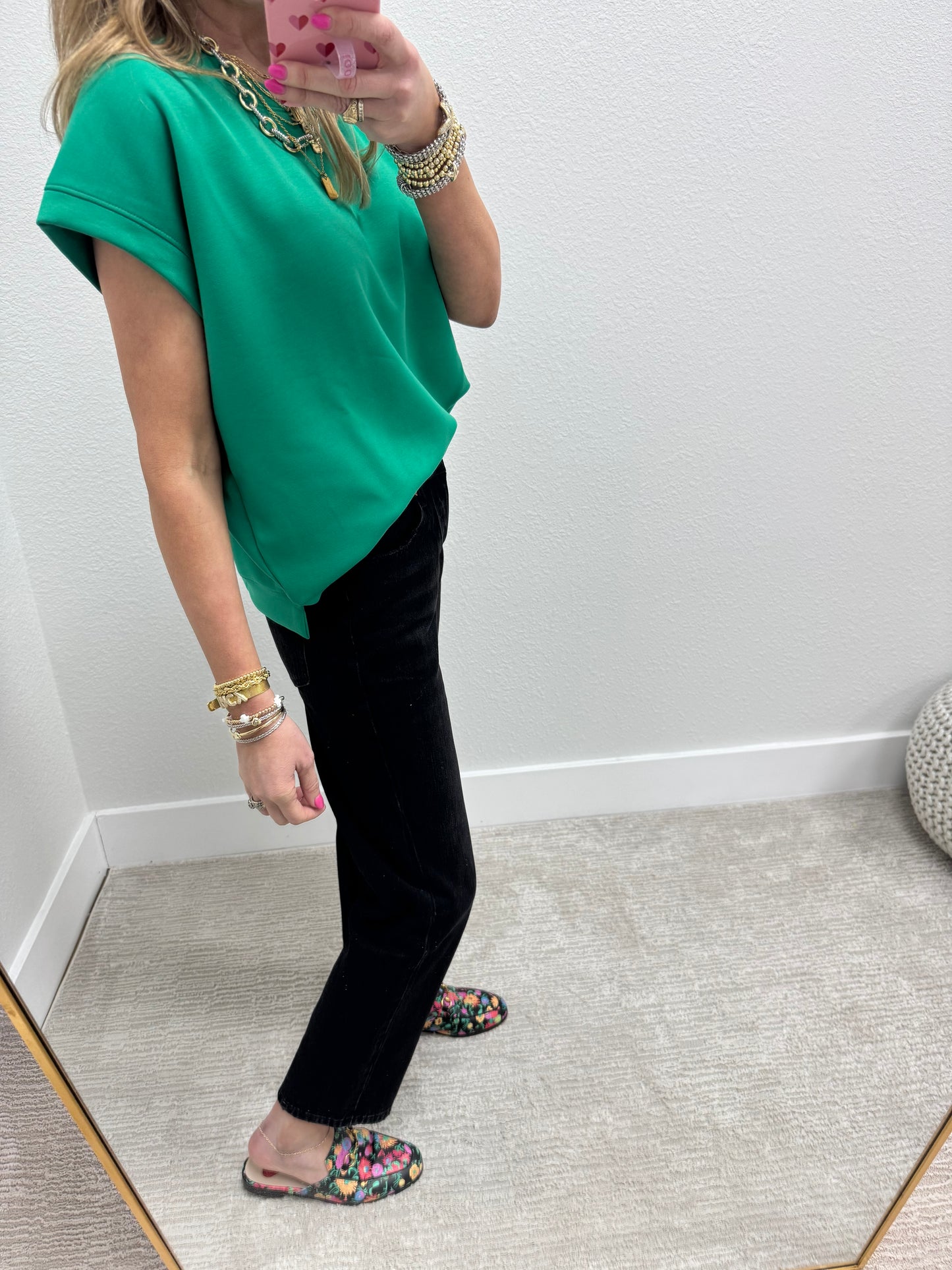 Kelly Green Scuba Short Sleeve Cap Sleeve