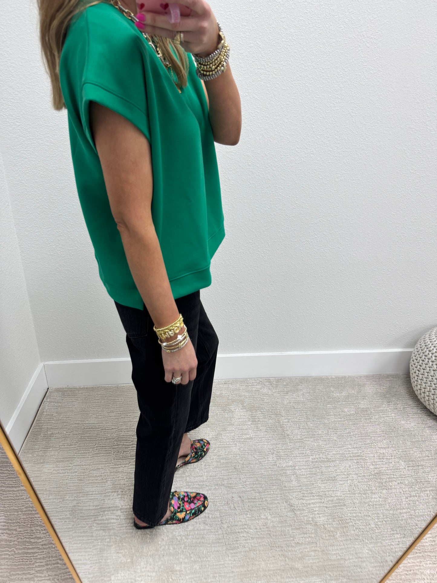 Kelly Green Scuba Short Sleeve Cap Sleeve