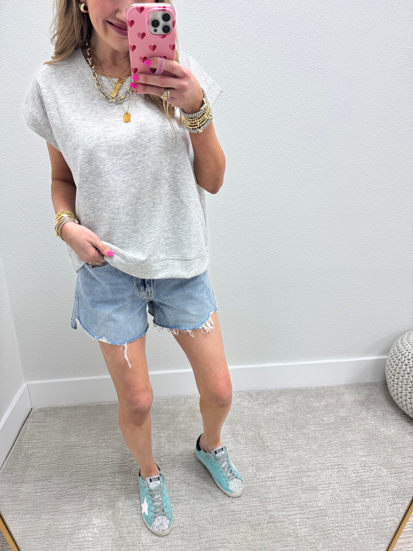 Gray Scuba Short Sleeve Cap Sleeve