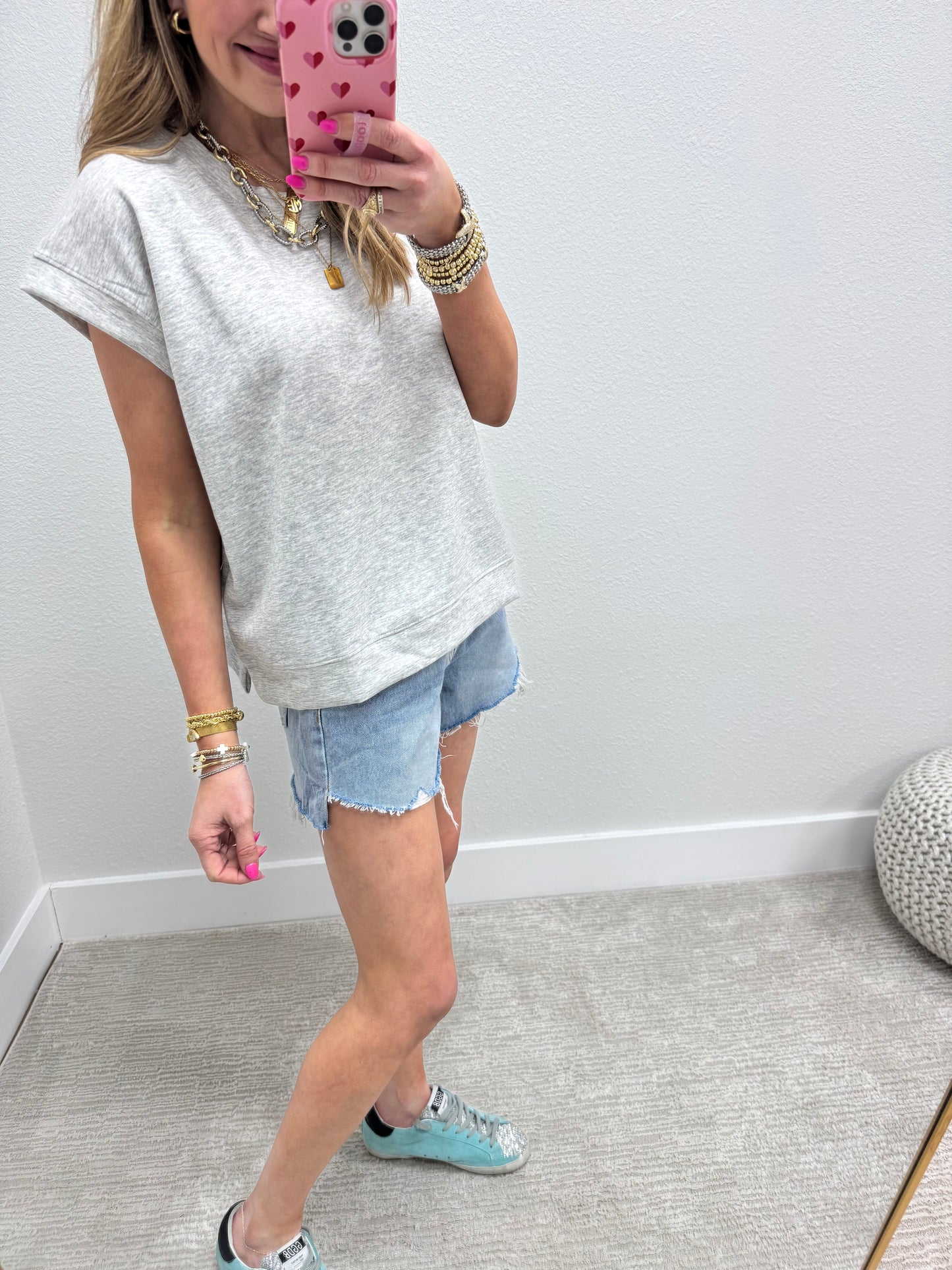 Gray Scuba Short Sleeve Cap Sleeve