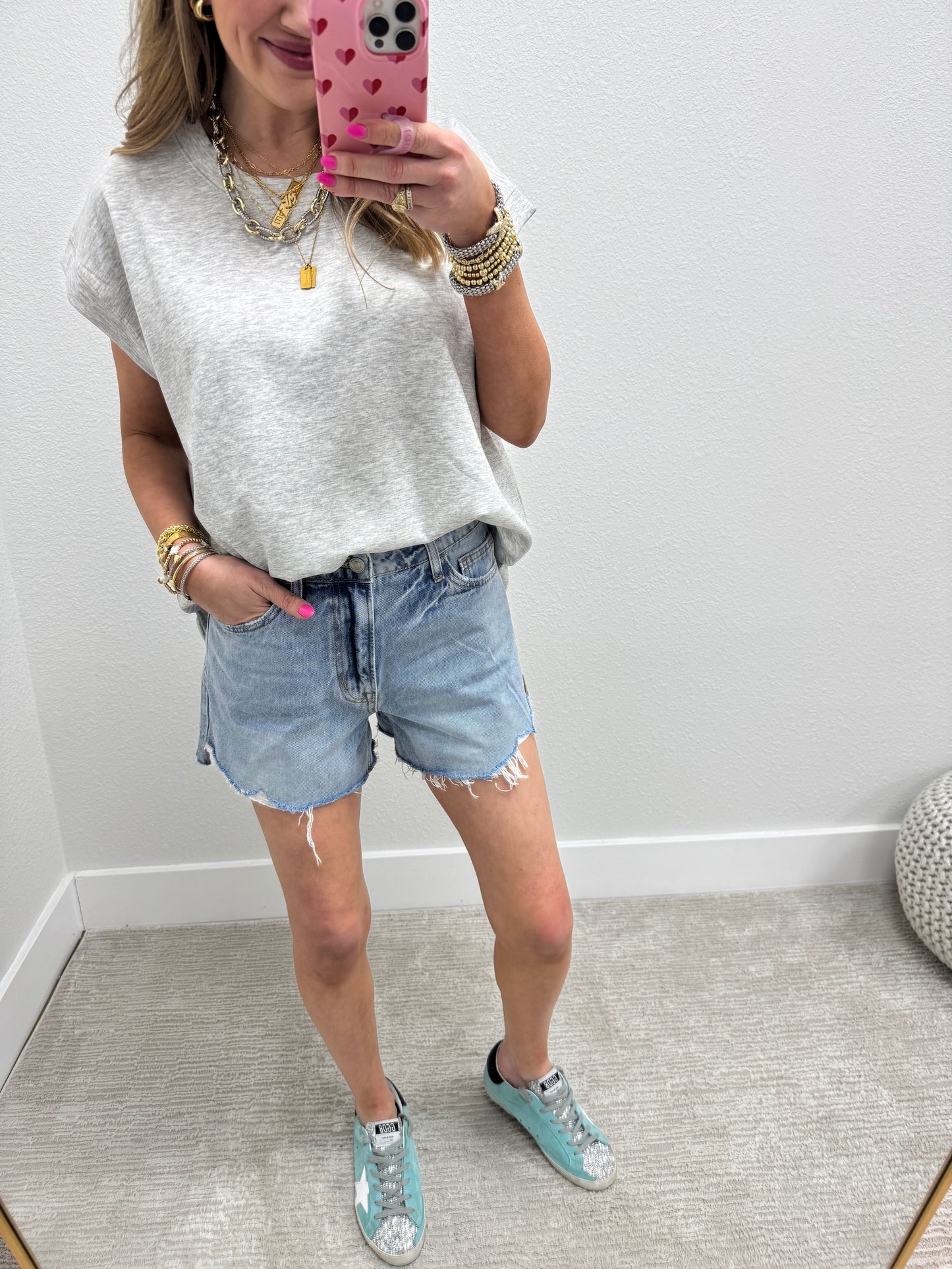 Gray Scuba Short Sleeve Cap Sleeve