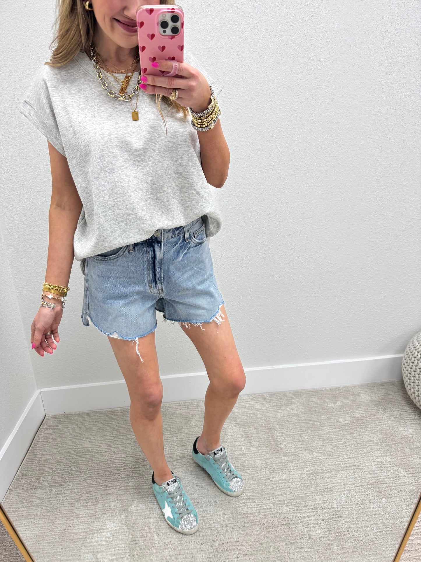 Gray Scuba Short Sleeve Cap Sleeve