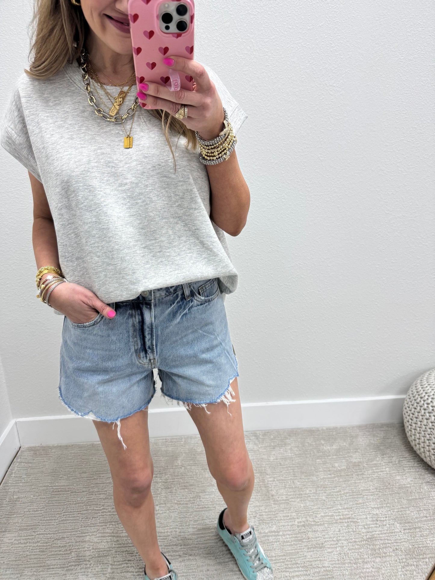 Gray Scuba Short Sleeve Cap Sleeve