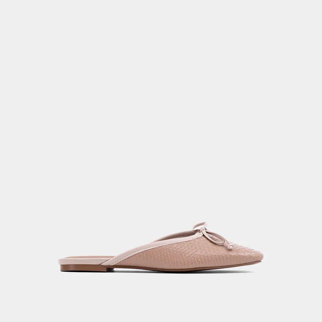 Andrea Flat Mule- Nude Snake