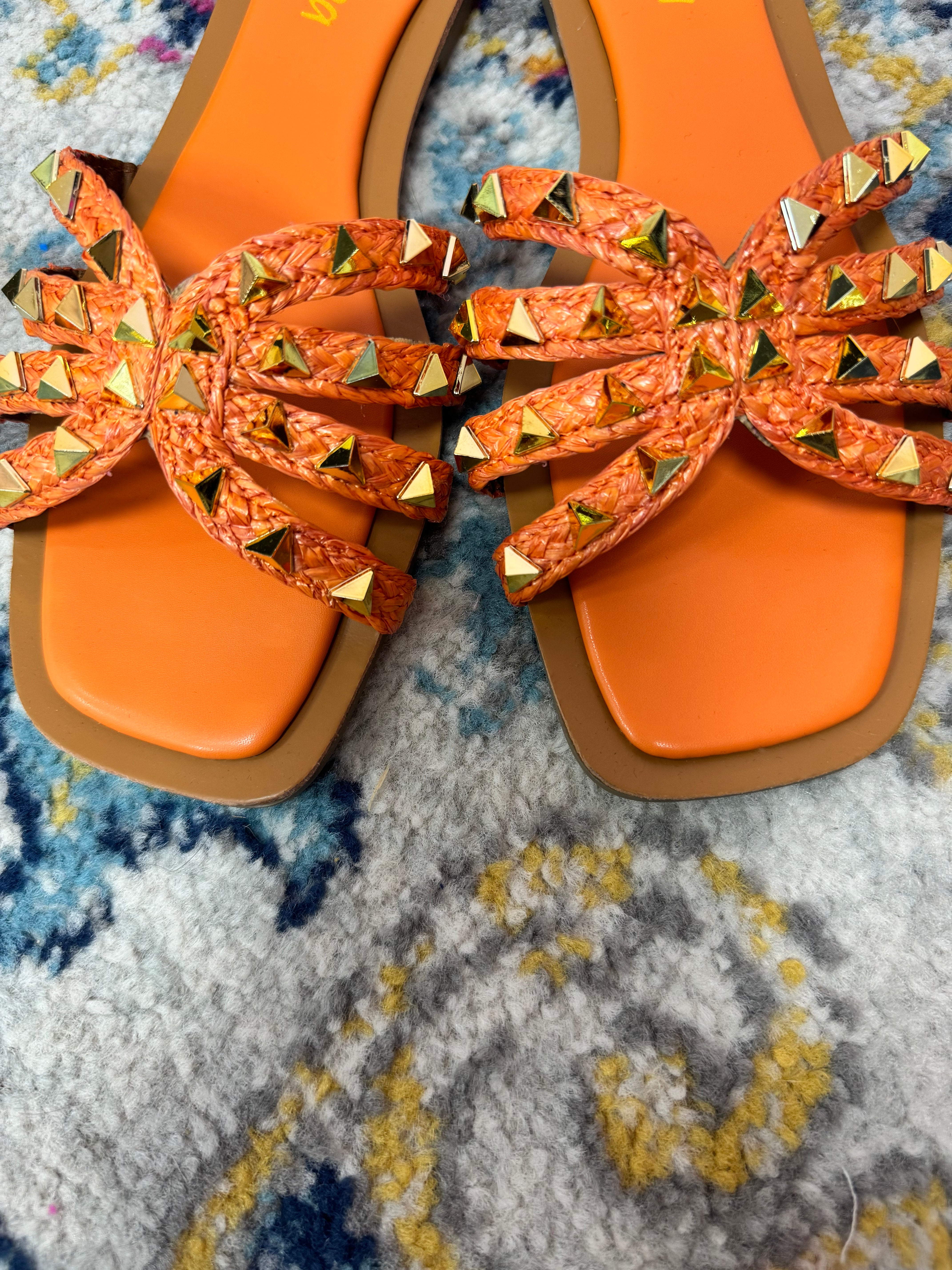 Orange Studded Sandal