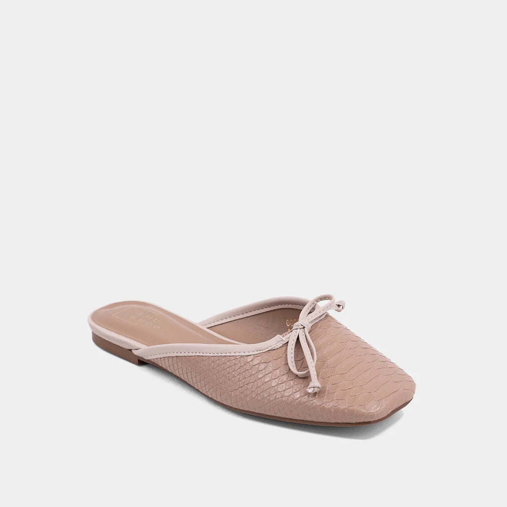 Andrea Flat Mule- Nude Snake