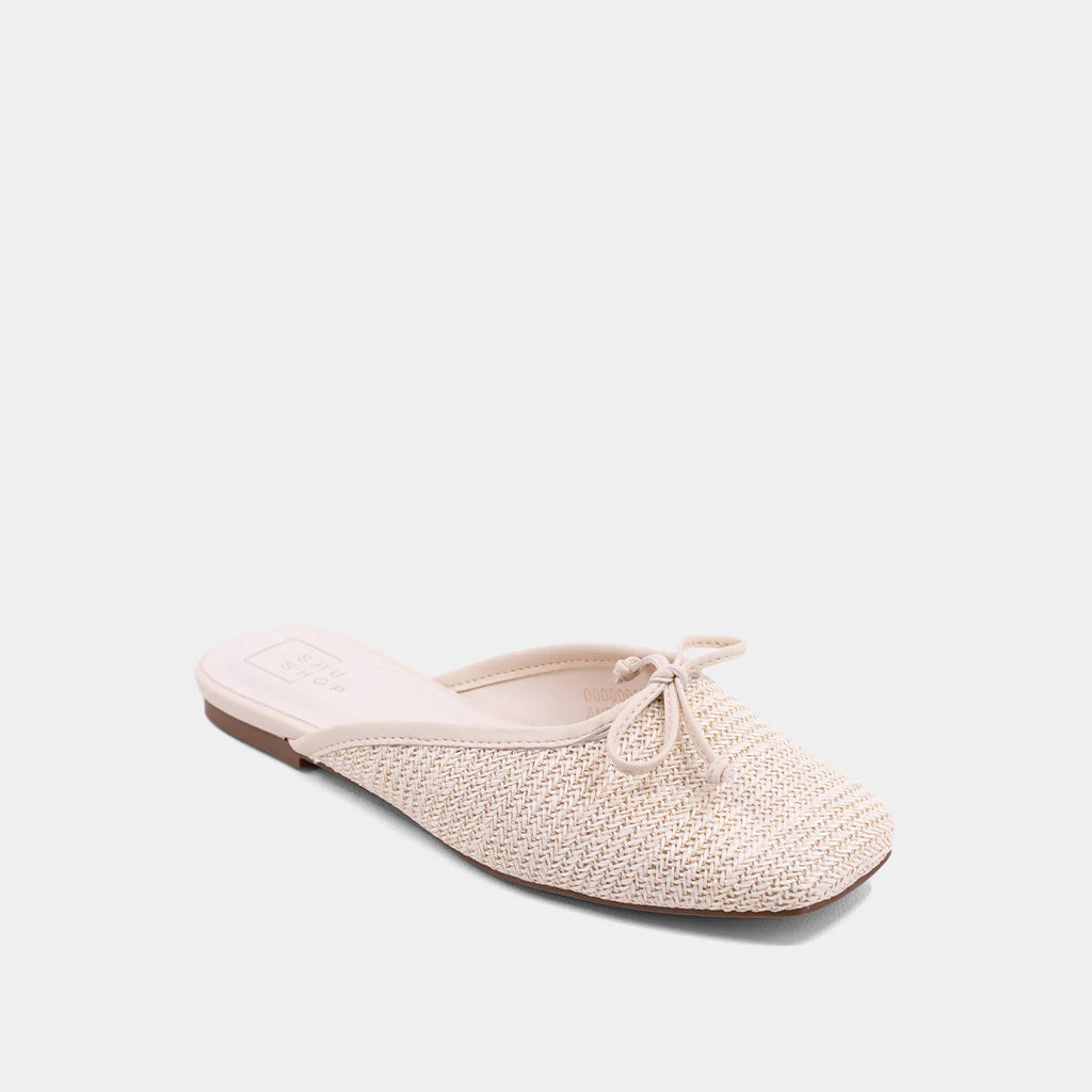Andrea Flat Mule- Bone Woven