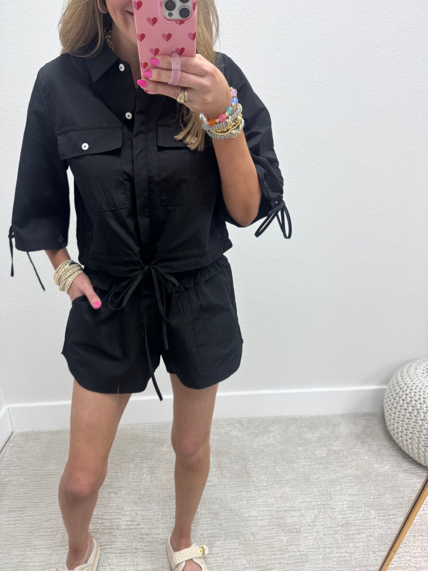 Black Wind Breaker Two Piece Set