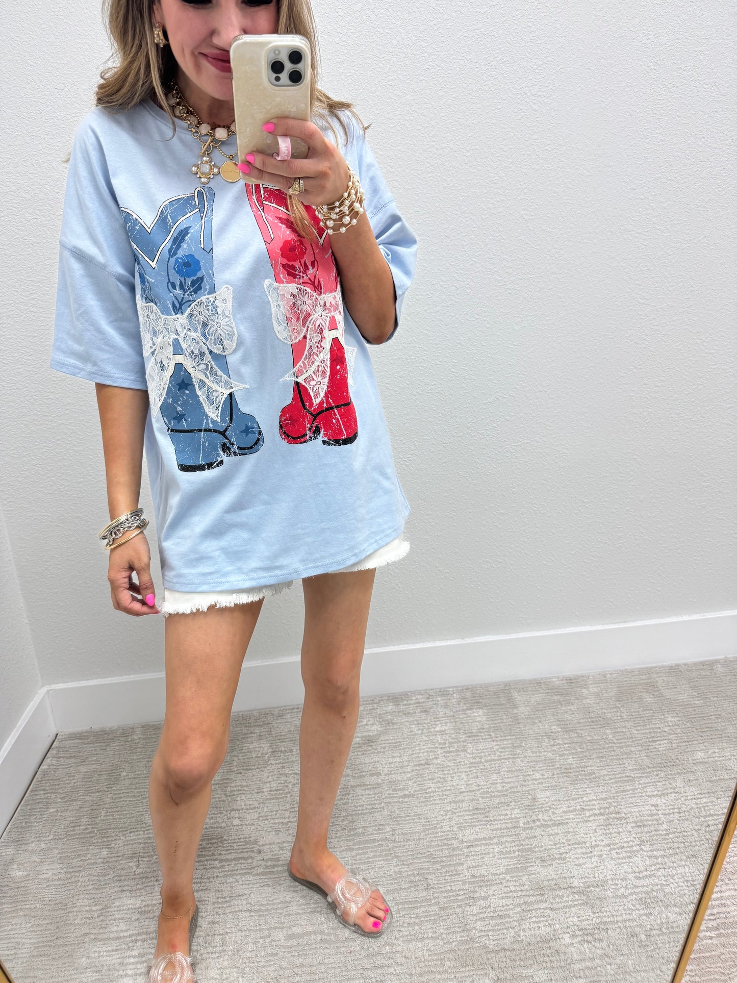 Red White and Blue Cowboy Boot Top