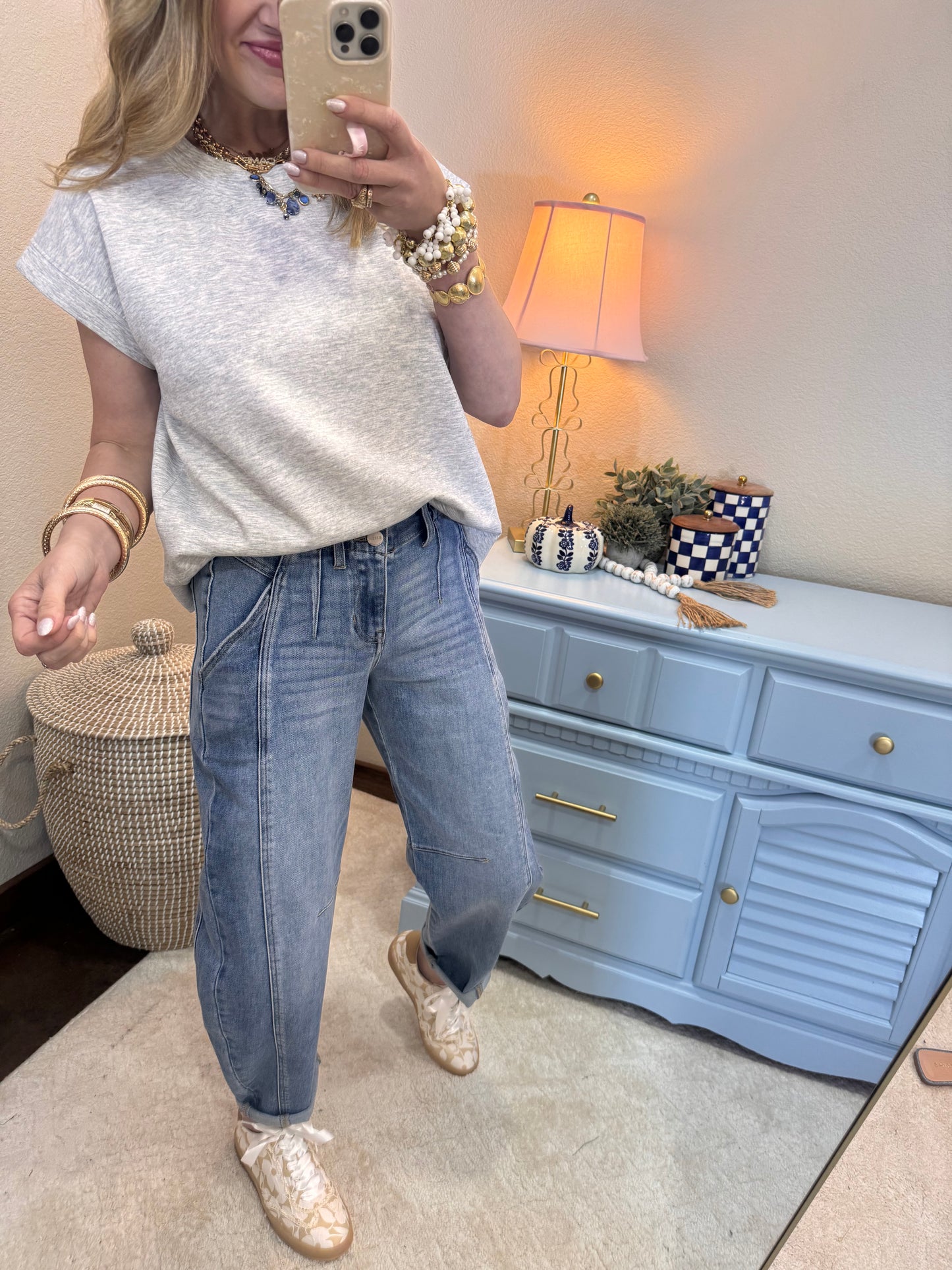 Heather Gray Scuba Cap Sleeve