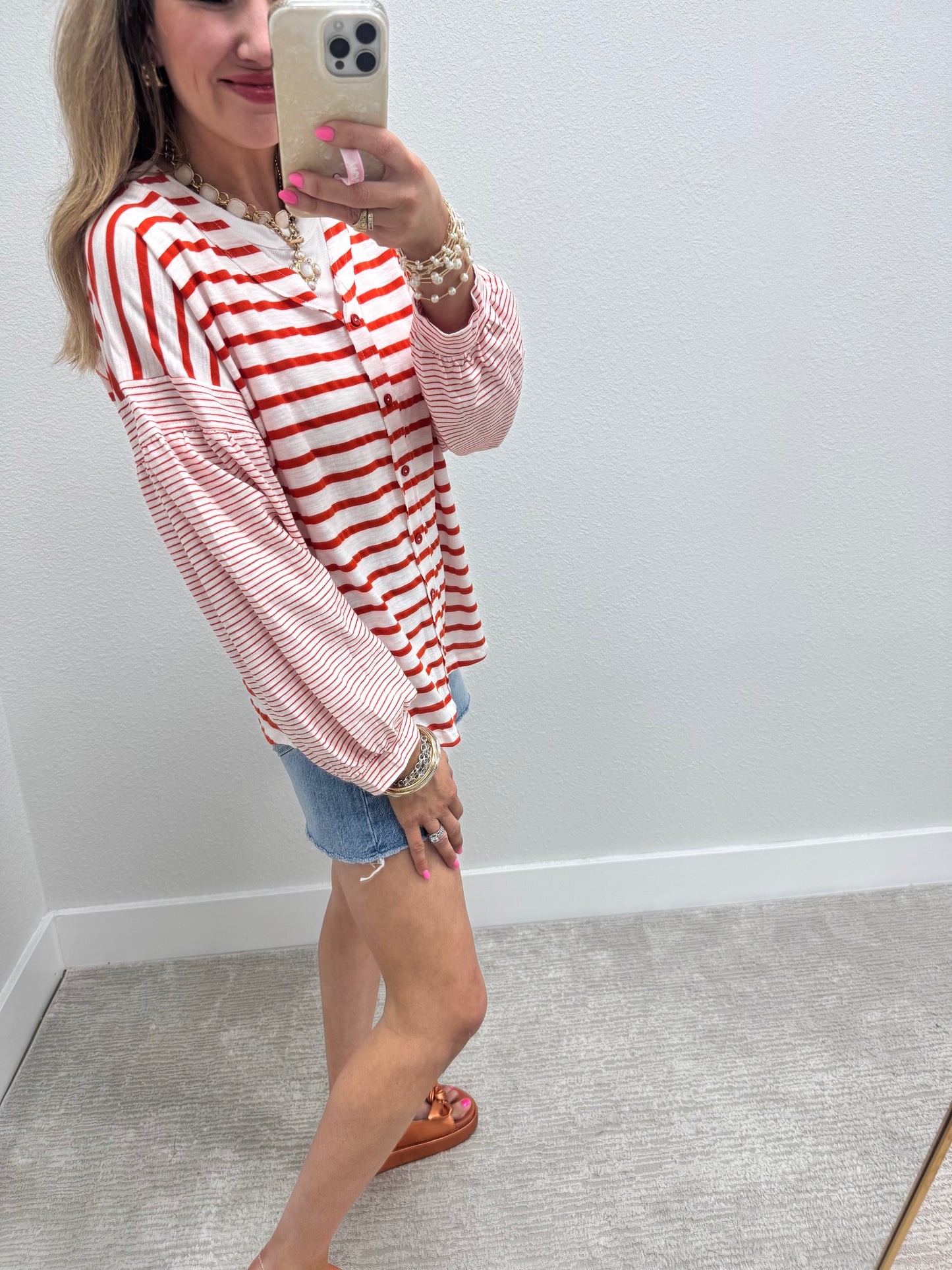 Orange and White Striped Top