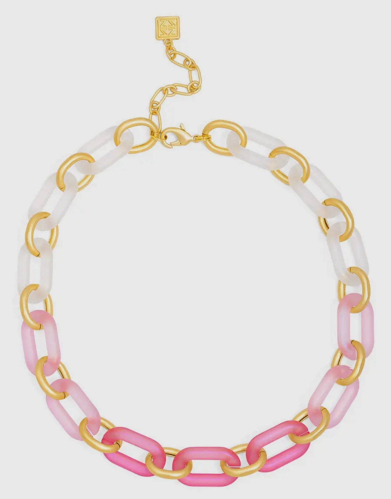 Pink Resin Oval Link Necklace