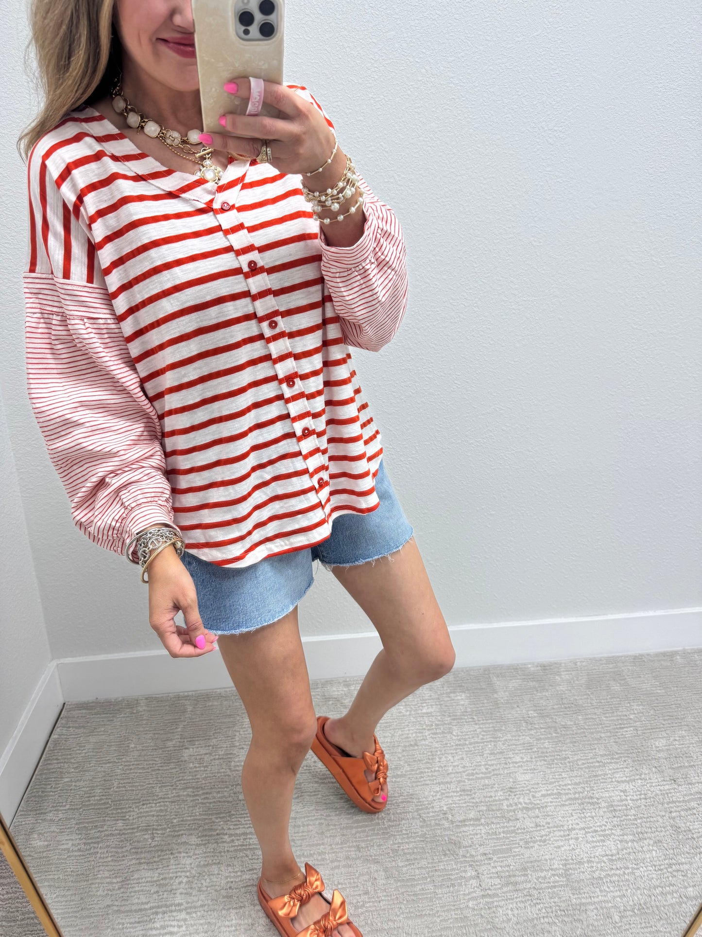Orange and White Striped Top